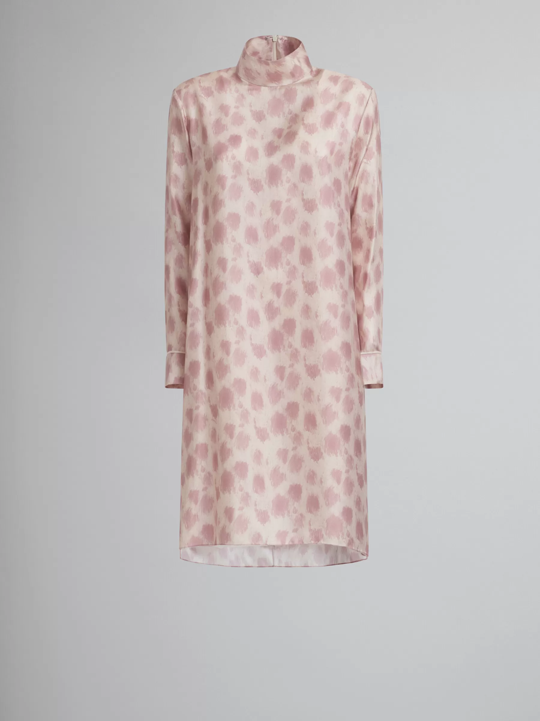 Marni Antique Pink Silk Midi Dress With Crayon Leopard Print ANTIQUEROSE Cheap