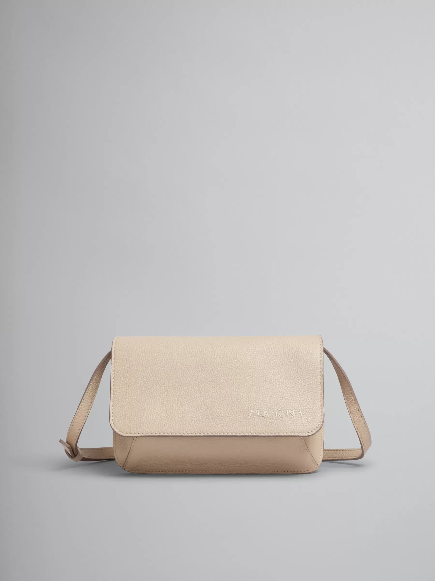 Marni Beige Leather Shoulder Bag With Mending SOFTBEIGE Clearance