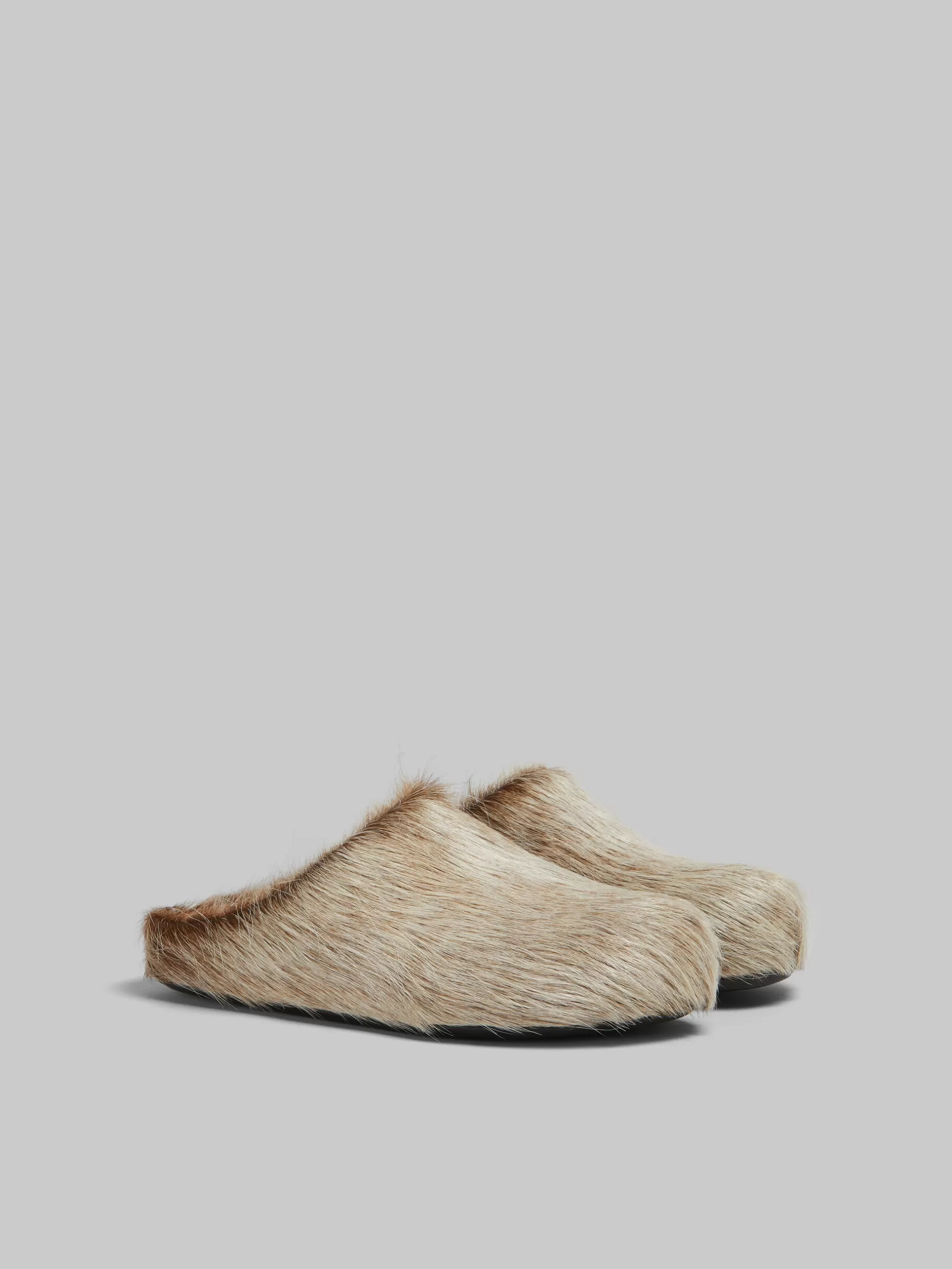 Marni Beige Long Hair Calfskin Fussbett Sabot SOFTBEIGE Cheap