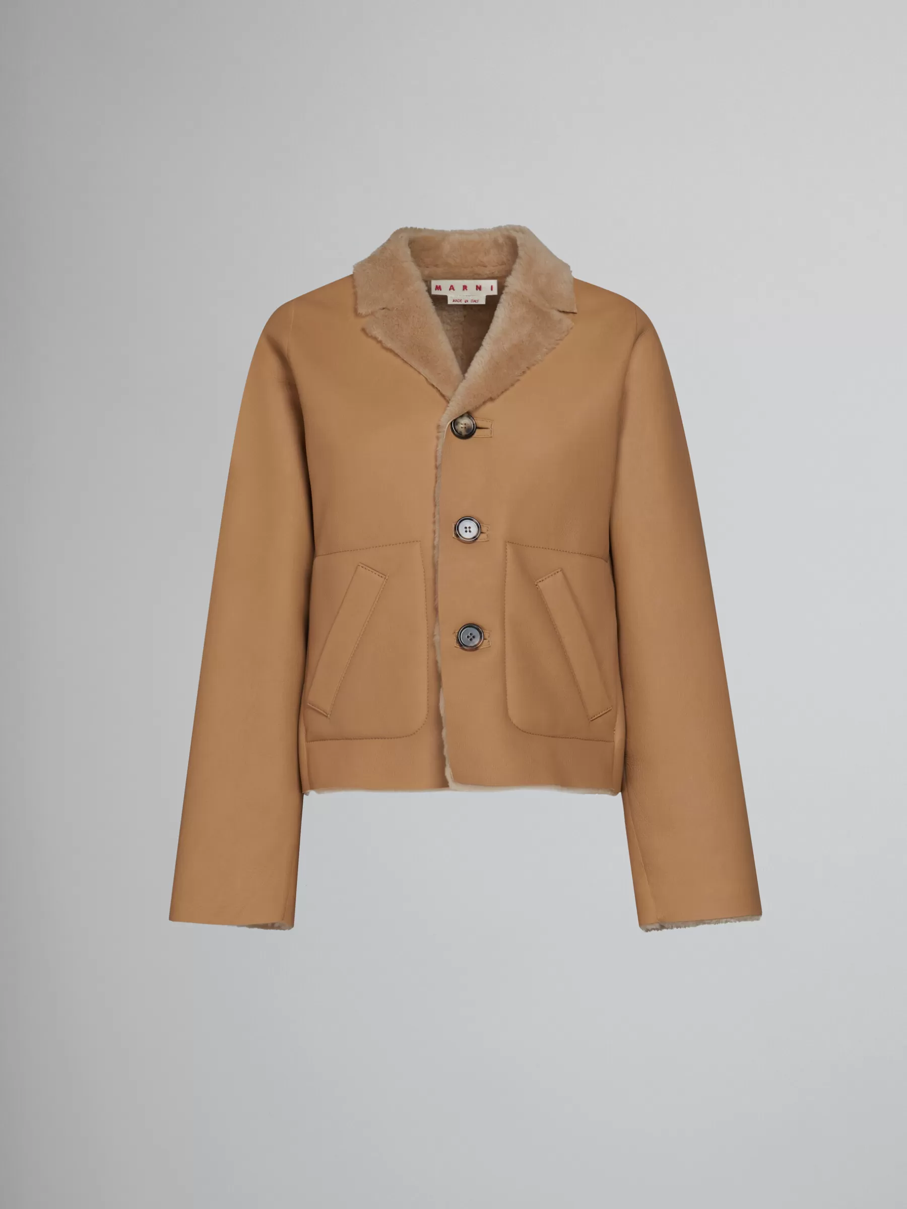 Marni Beige Reversible Shearling Jacket WHEAT Cheap