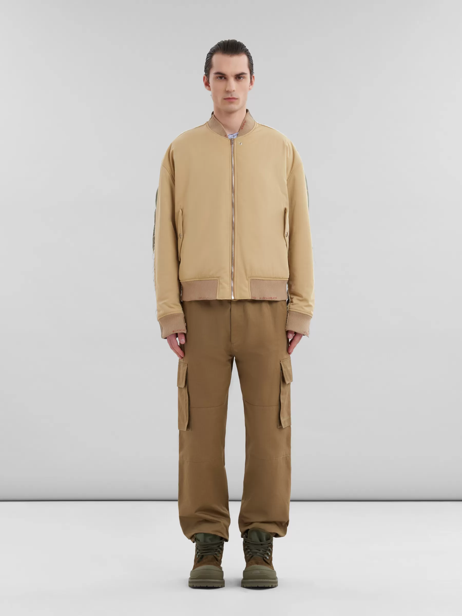 Marni Twill Bomber Jacket With Contrast Back BEIGE Sale