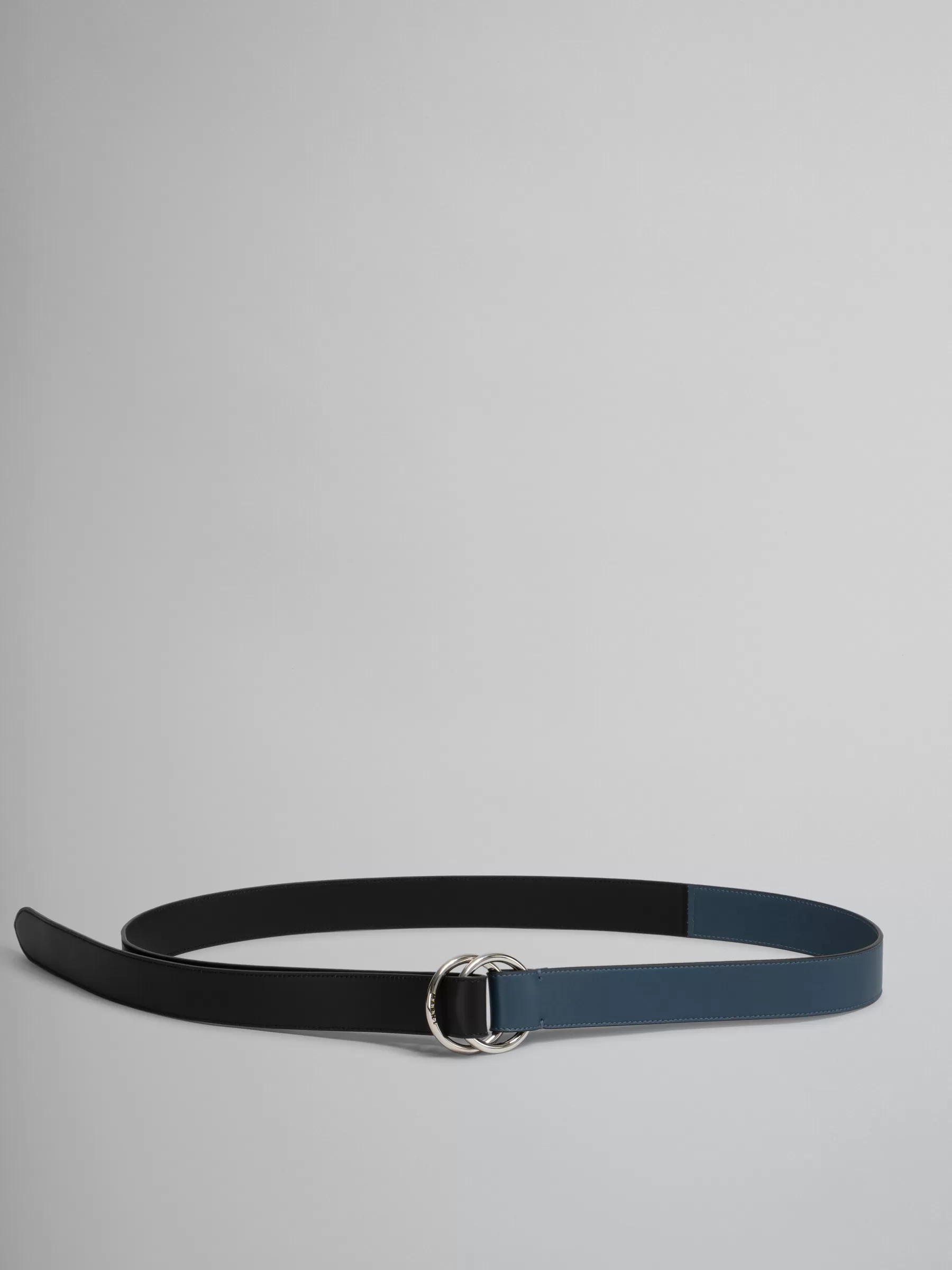 Marni Black And Blue Leather Belt With Ring Buckle OPAL/BLACK Store