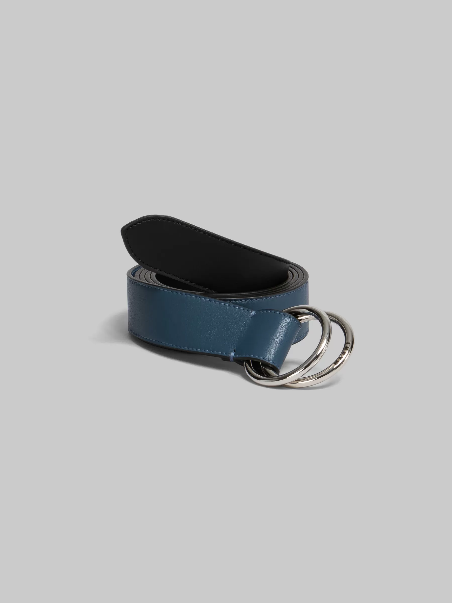 Marni Black And Blue Leather Belt With Ring Buckle OPAL/BLACK Store