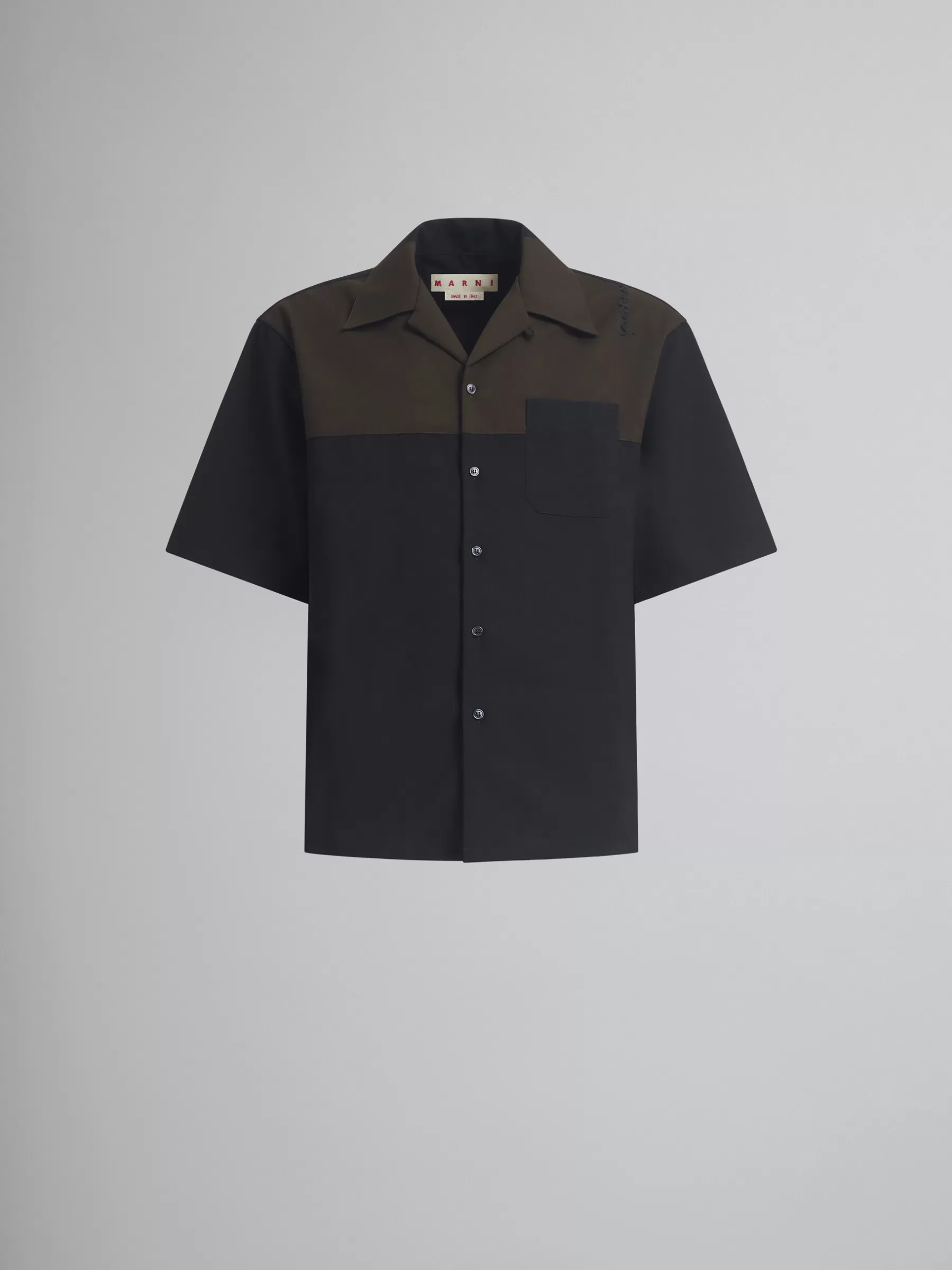 Marni And Brown Wool Bowling Shirt BLACK Clearance