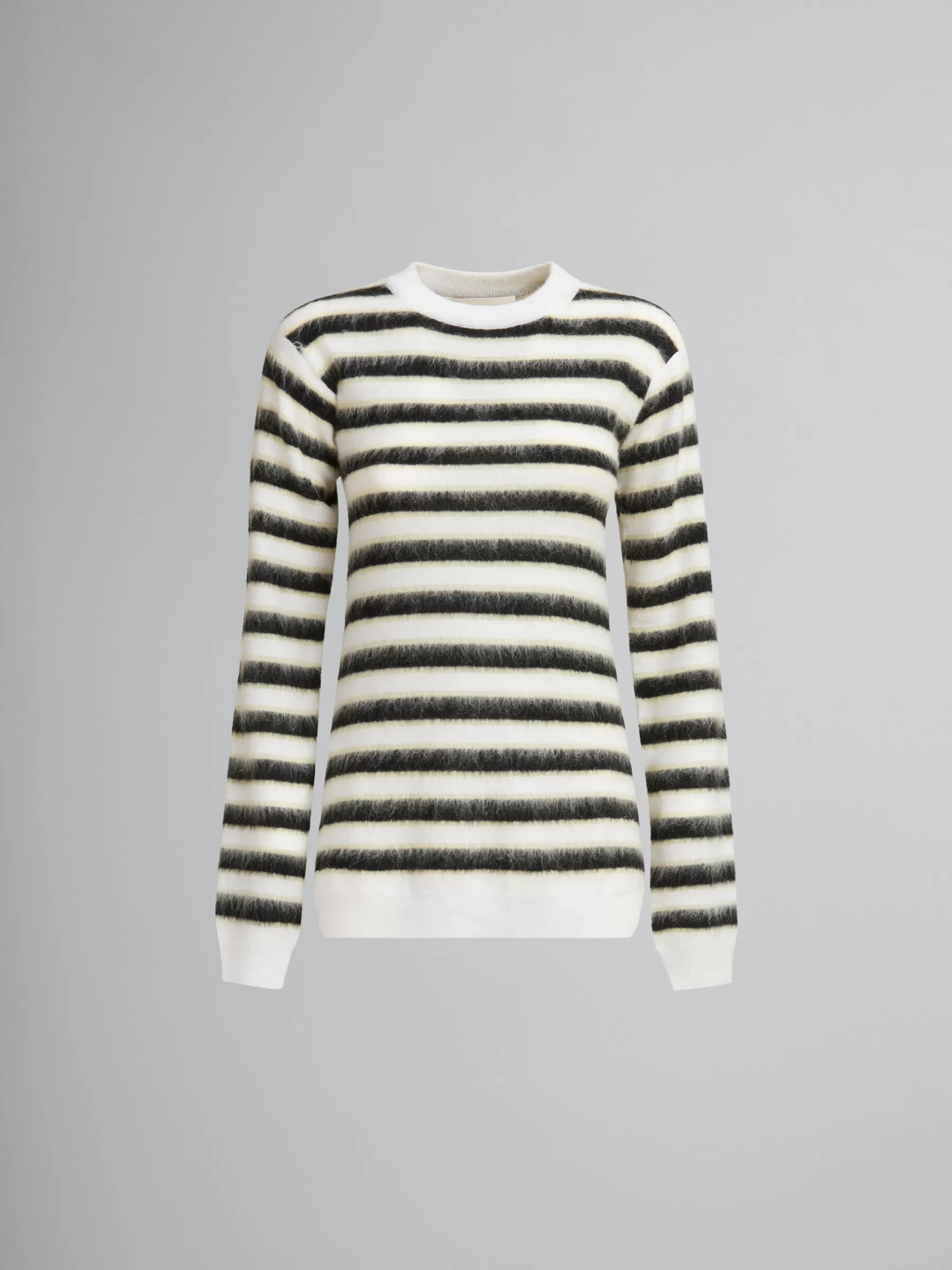 Marni Black And White Striped Wool-mohair Jumper ALABASTER Shop