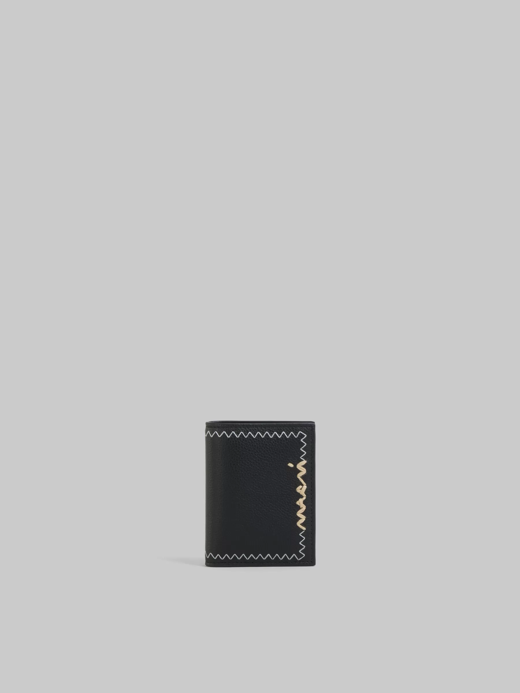 Marni Bi-fold Wallet With Mending Embroidery BLACK Best Sale