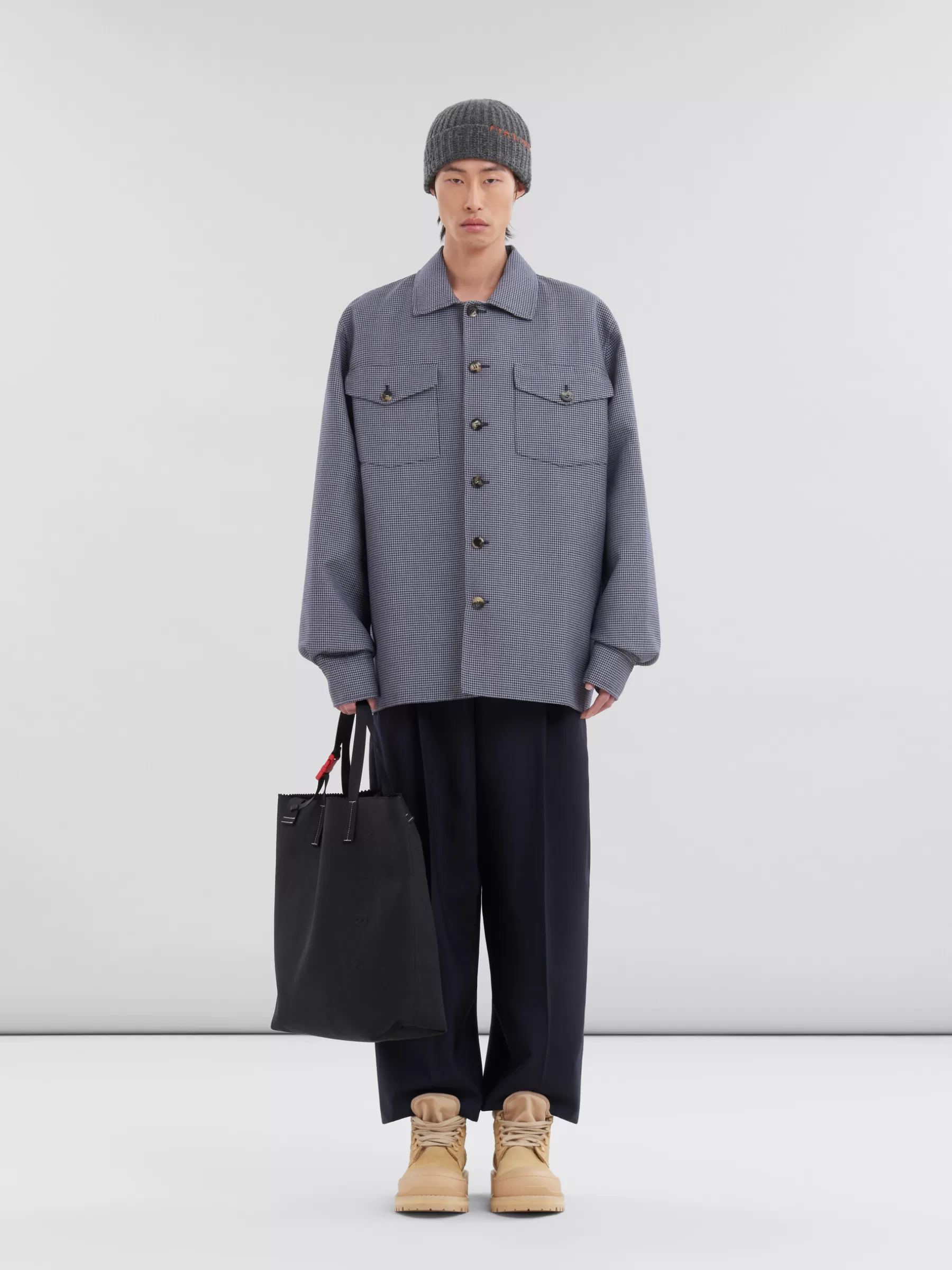 Marni Canvas Tribeca Shopper With Raised Logo BLACK Fashion