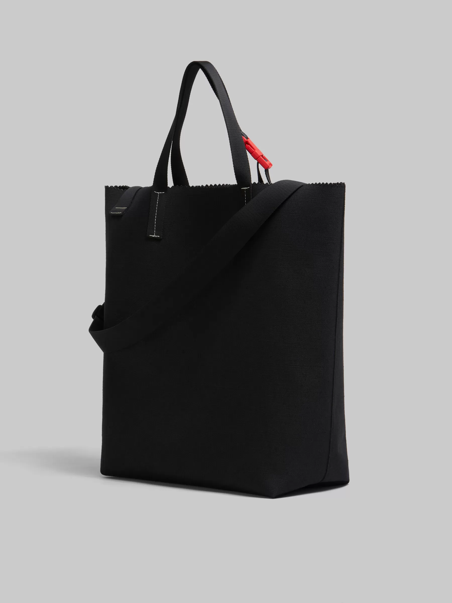 Marni Canvas Tribeca Shopper With Raised Logo BLACK Fashion