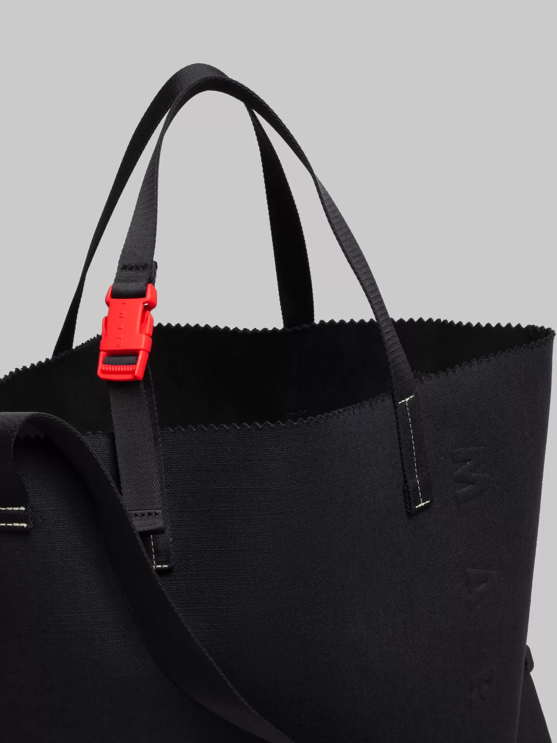 Marni Canvas Tribeca Shopper With Raised Logo BLACK Fashion