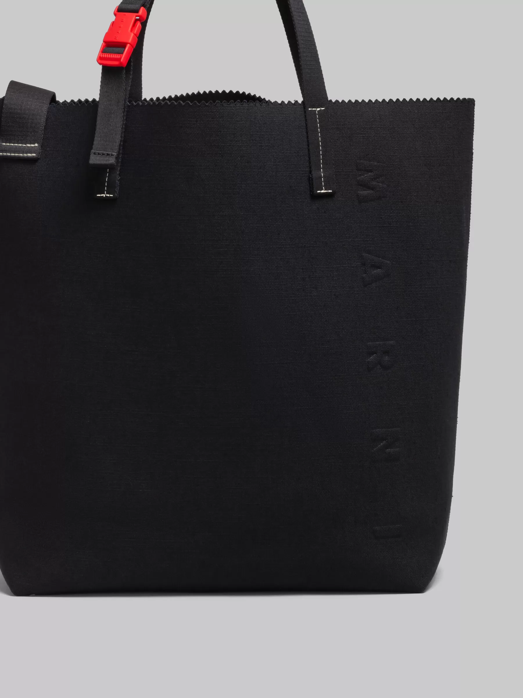 Marni Canvas Tribeca Shopper With Raised Logo BLACK Fashion
