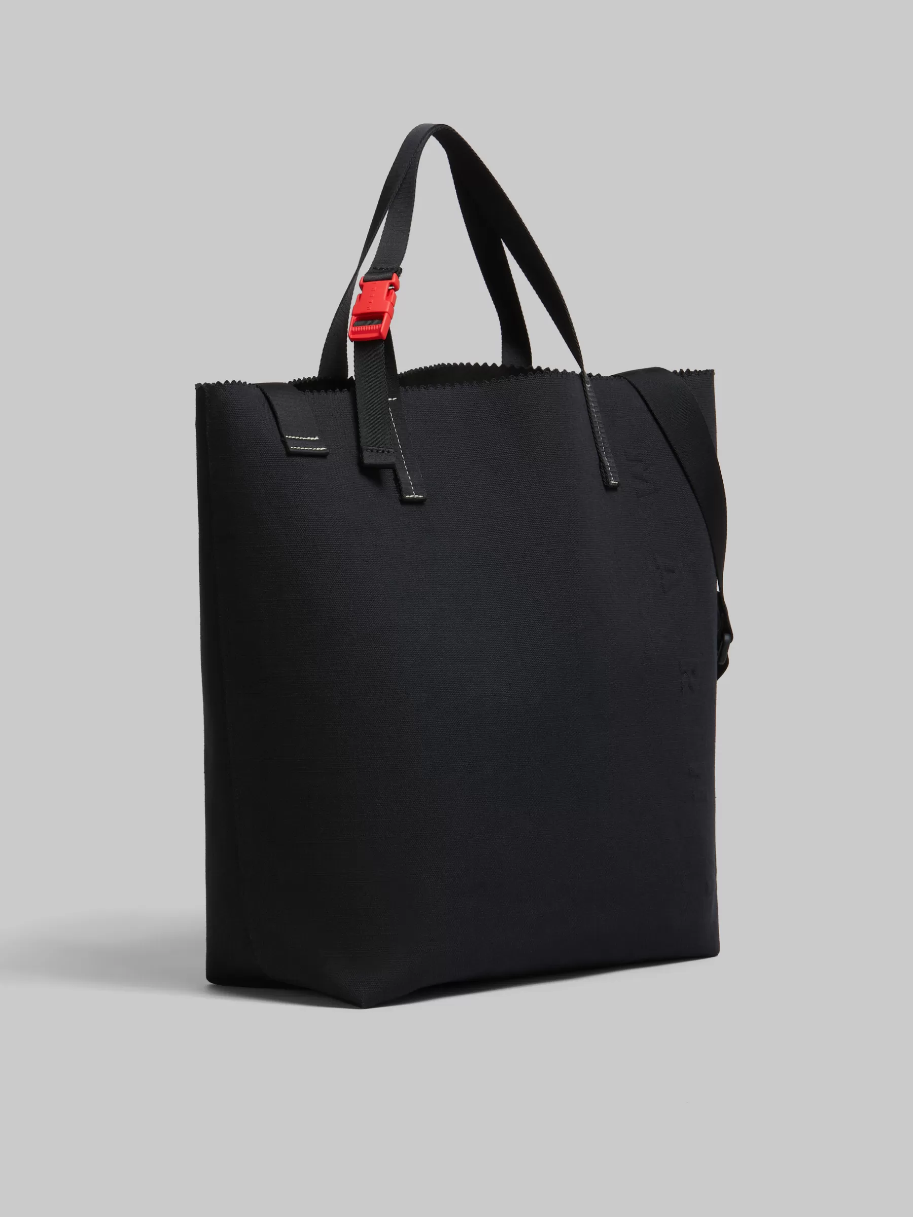Marni Canvas Tribeca Shopper With Raised Logo BLACK Fashion