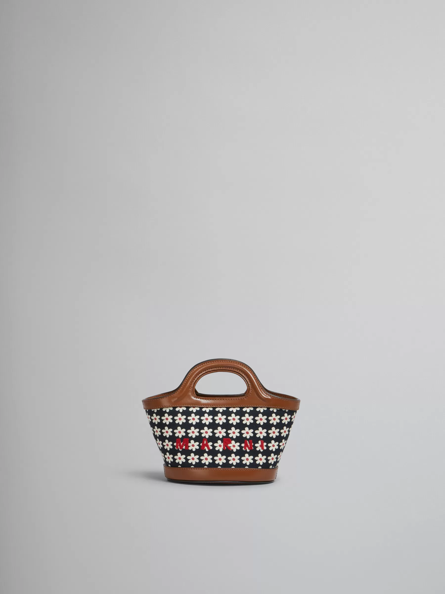 Marni Black Canvas Tropicalia Micro Bag With Daisy Print RED/WHITE/BLACK Clearance