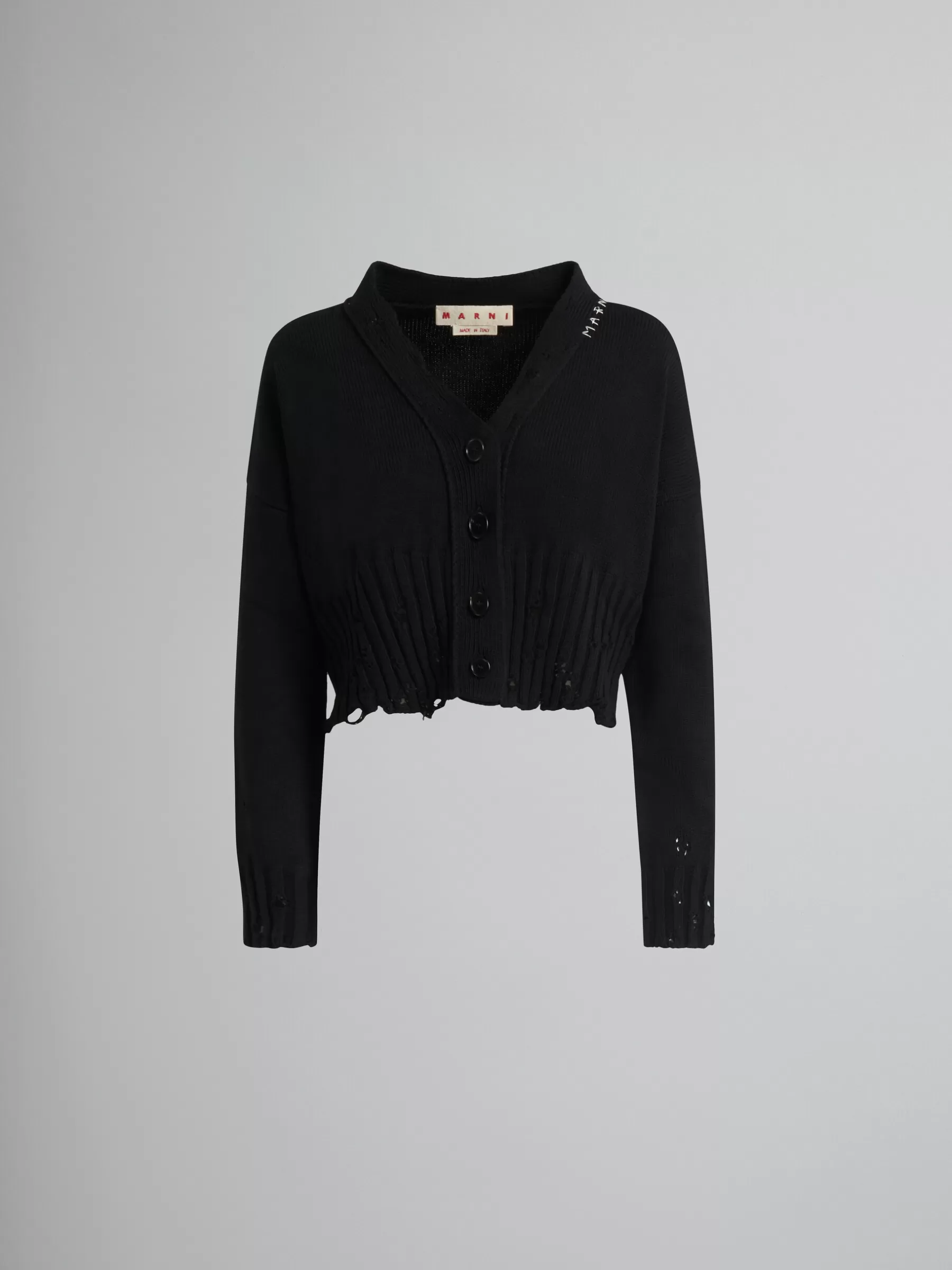 Marni Cotton Cropped Cardigan BLACK Cheap