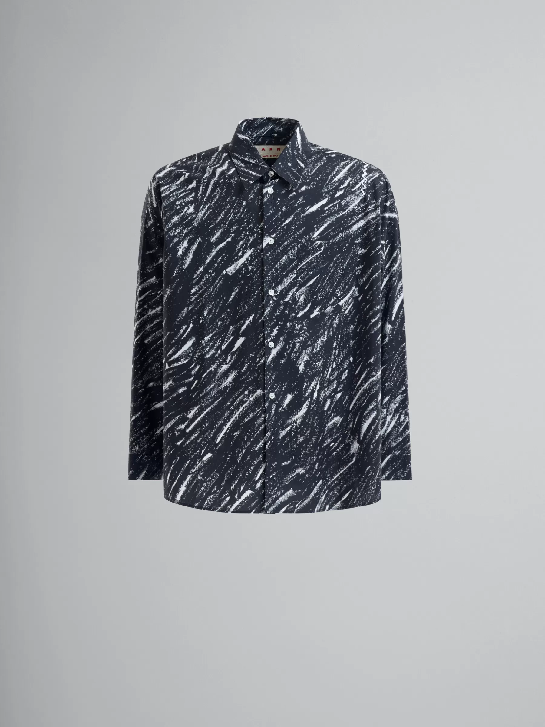 Marni Crayon Print Organic Cotton Shirt BLACK Discount