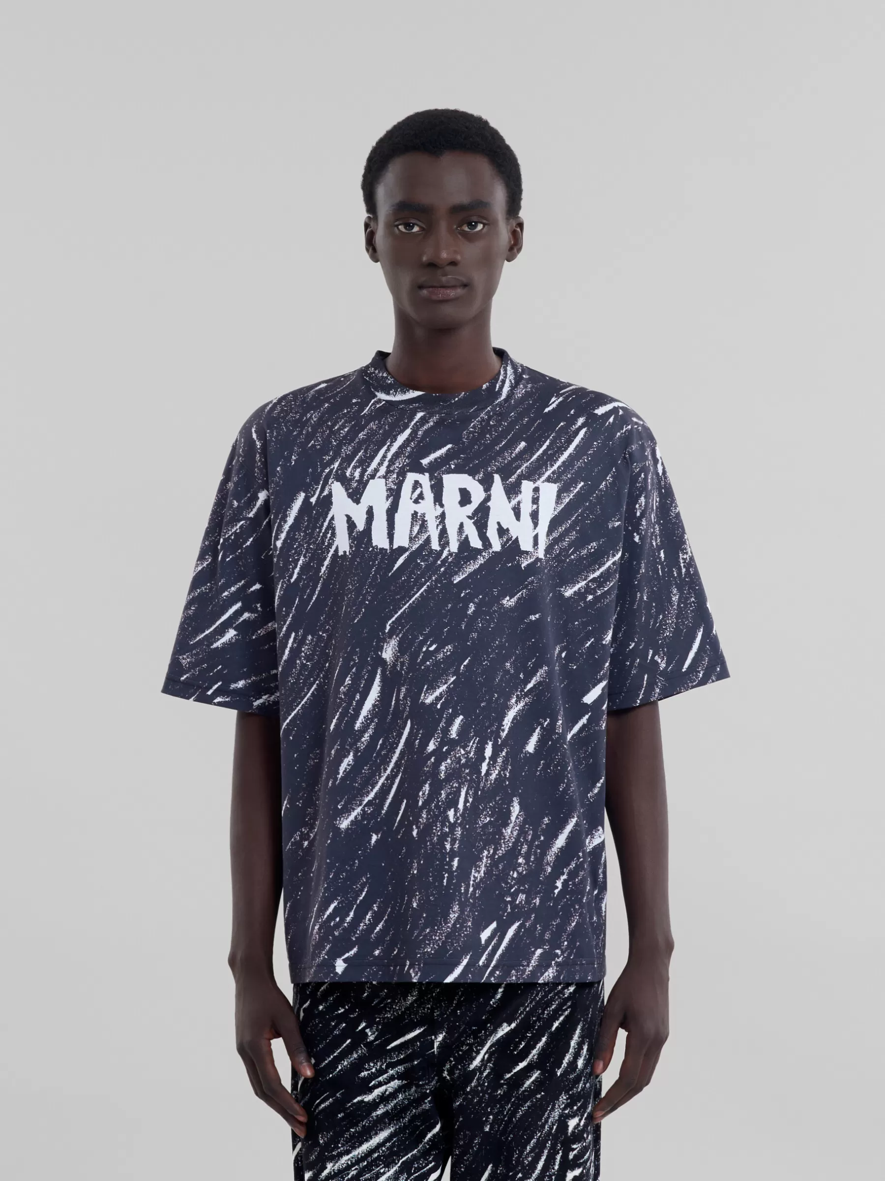 Marni Crayon Print Organic Cotton T-shirt BLACK Best Sale