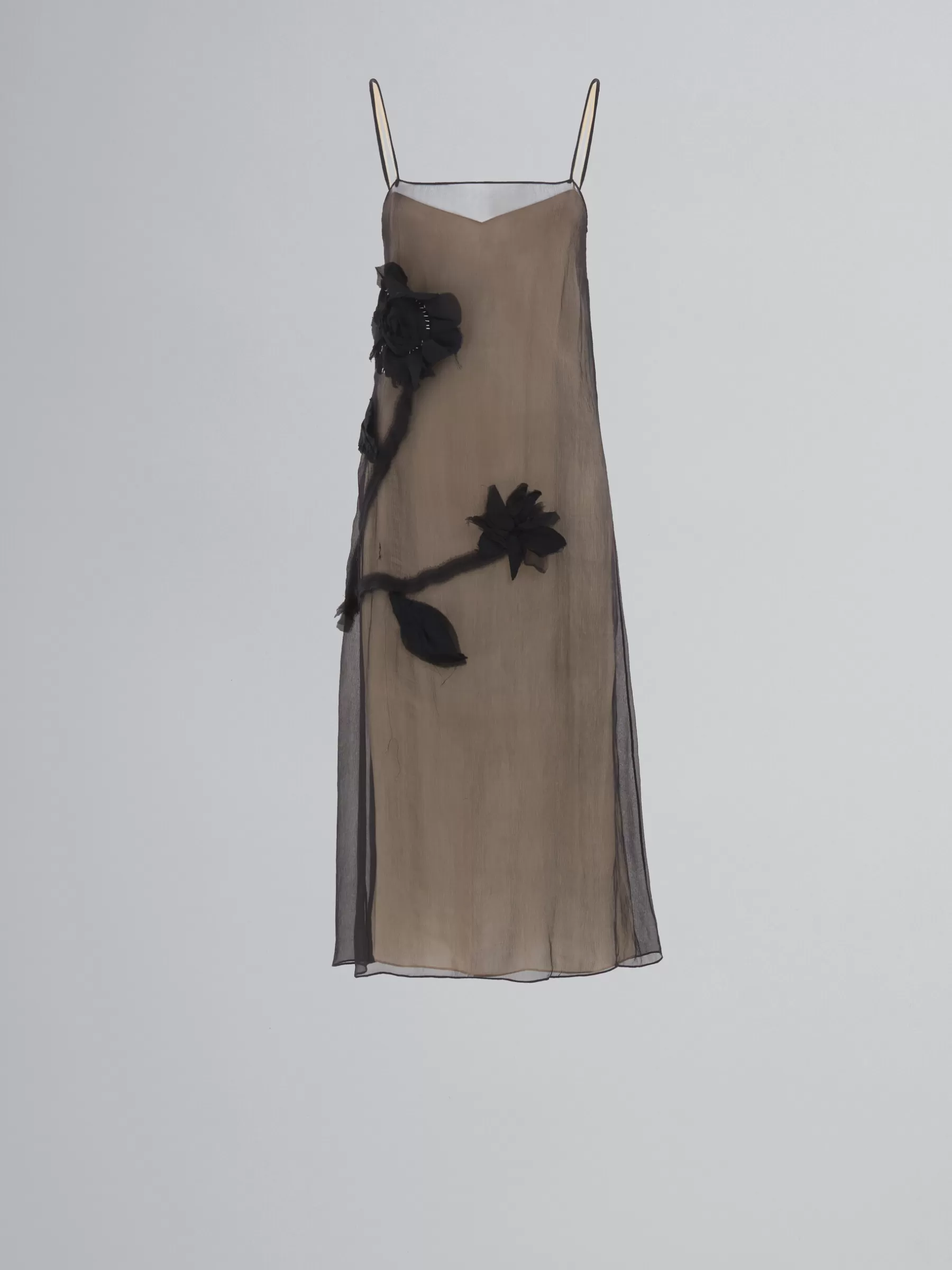 Marni Crepon Slip Dress With Flower Appliqués BLACK Best Sale