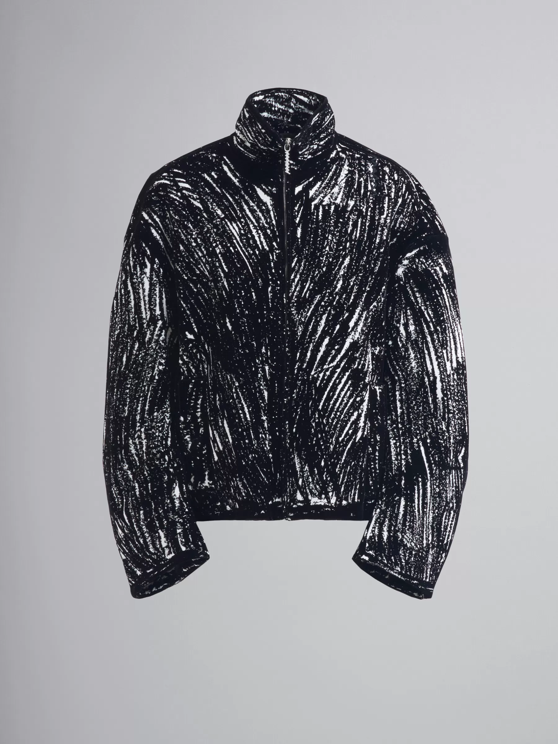 Marni Flocked Cotton Padded Jacket With Crayon Print BLACK Shop