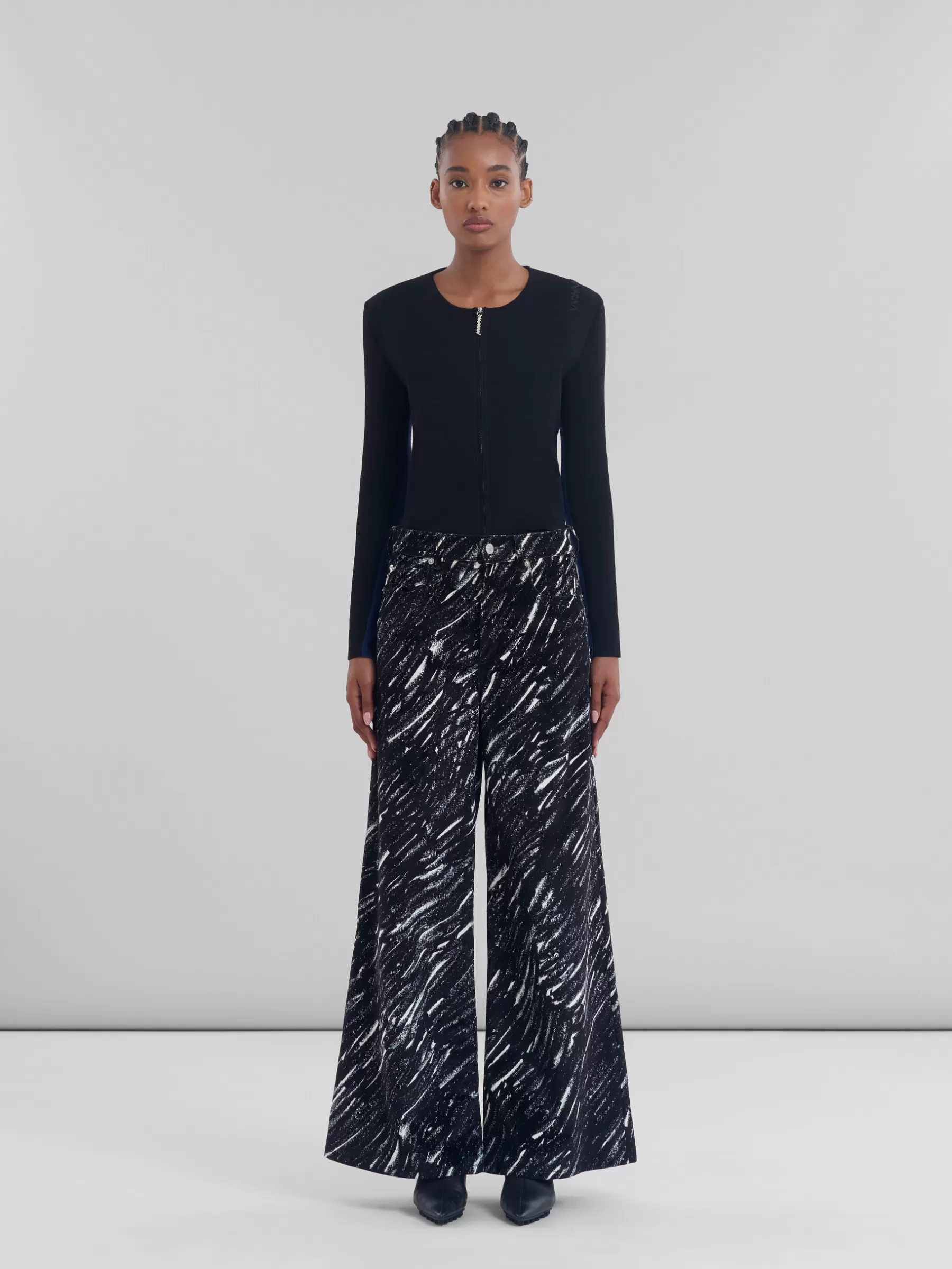 Marni Flocked Loose Jeans With Crayon Print BLACK Store