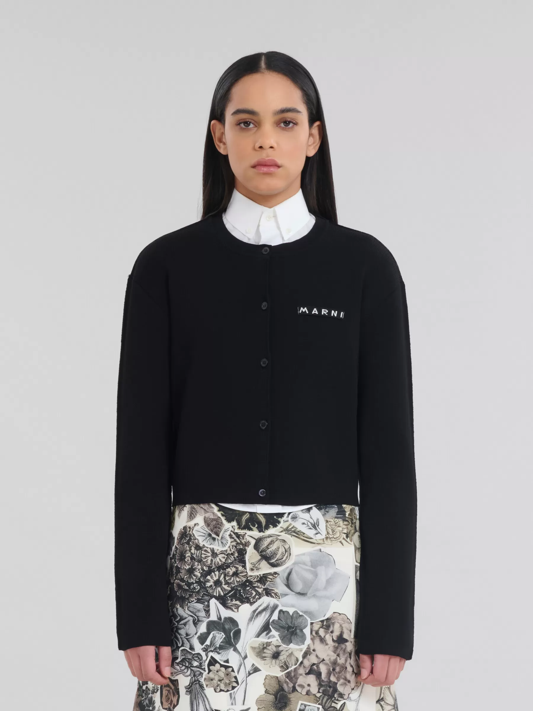 Marni Half-and-half Viscose Cardigan BLACK Flash Sale