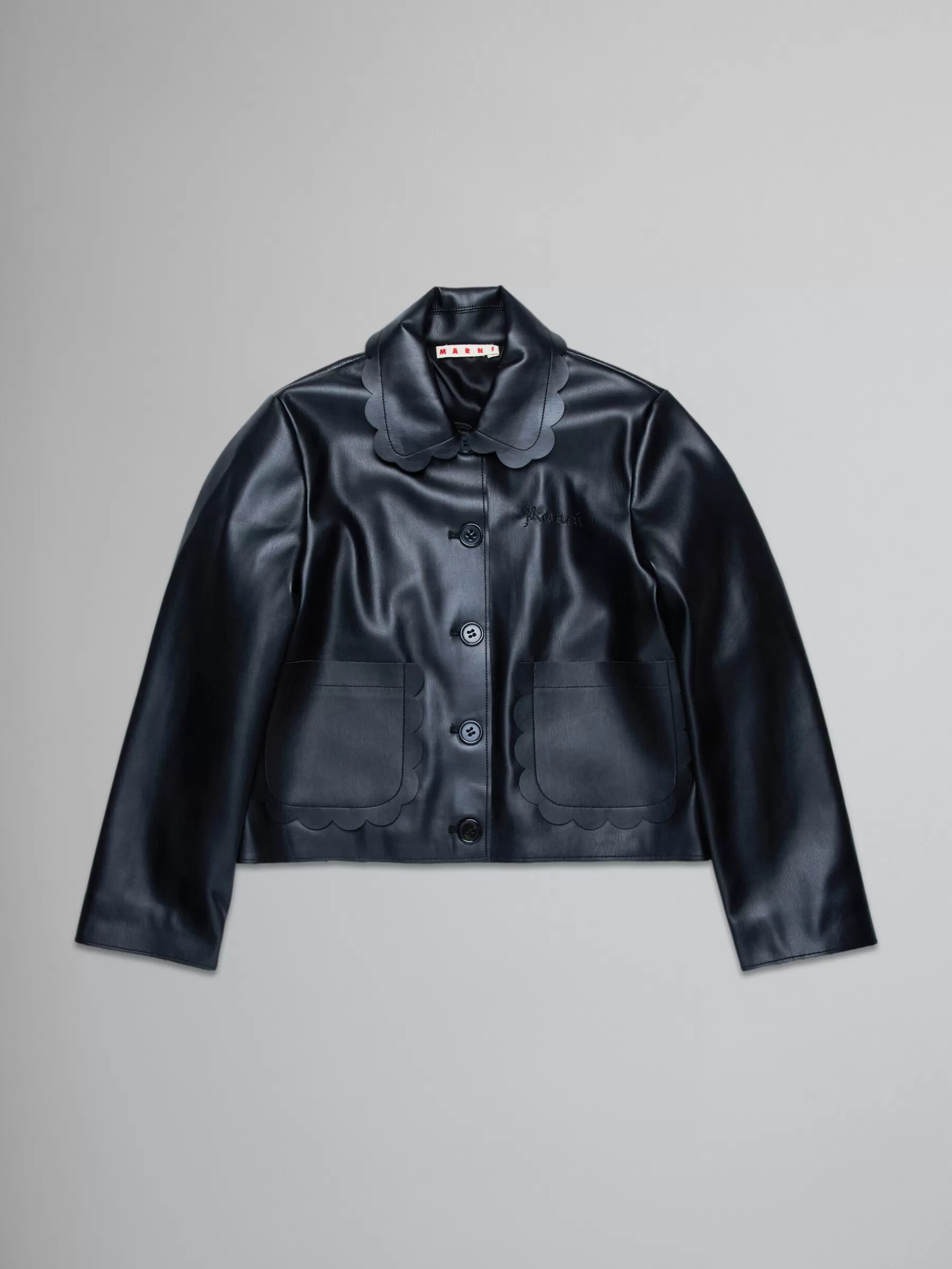 Marni Jacket In Soft Coated Fabric BLACK Best Sale