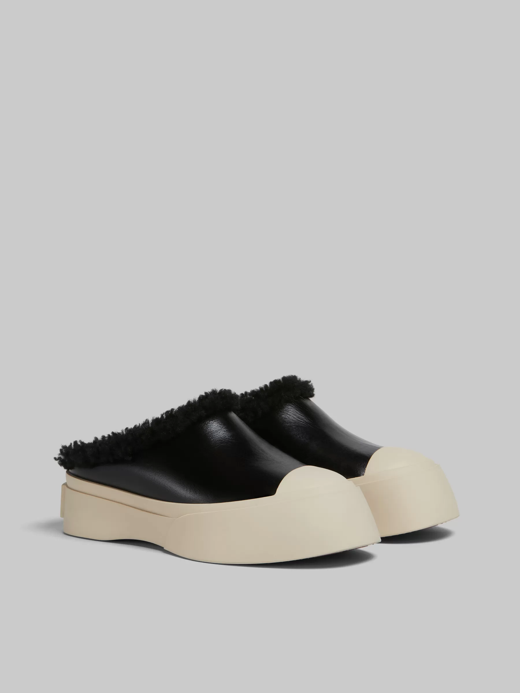 Marni Leather And Shearling Pablo Sabot BLACK Outlet