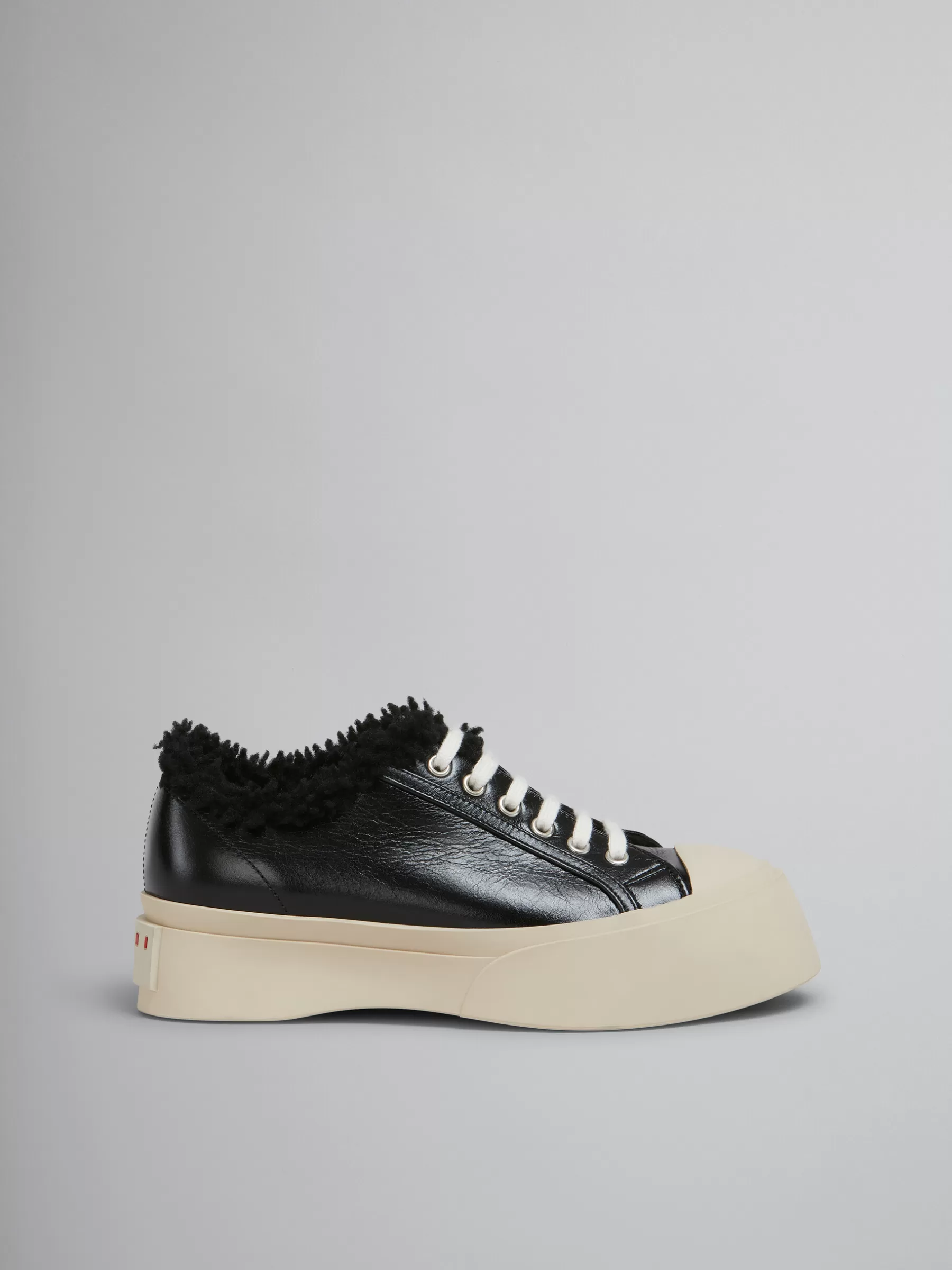 Marni Leather And Shearling Pablo Sneaker BLACK Shop