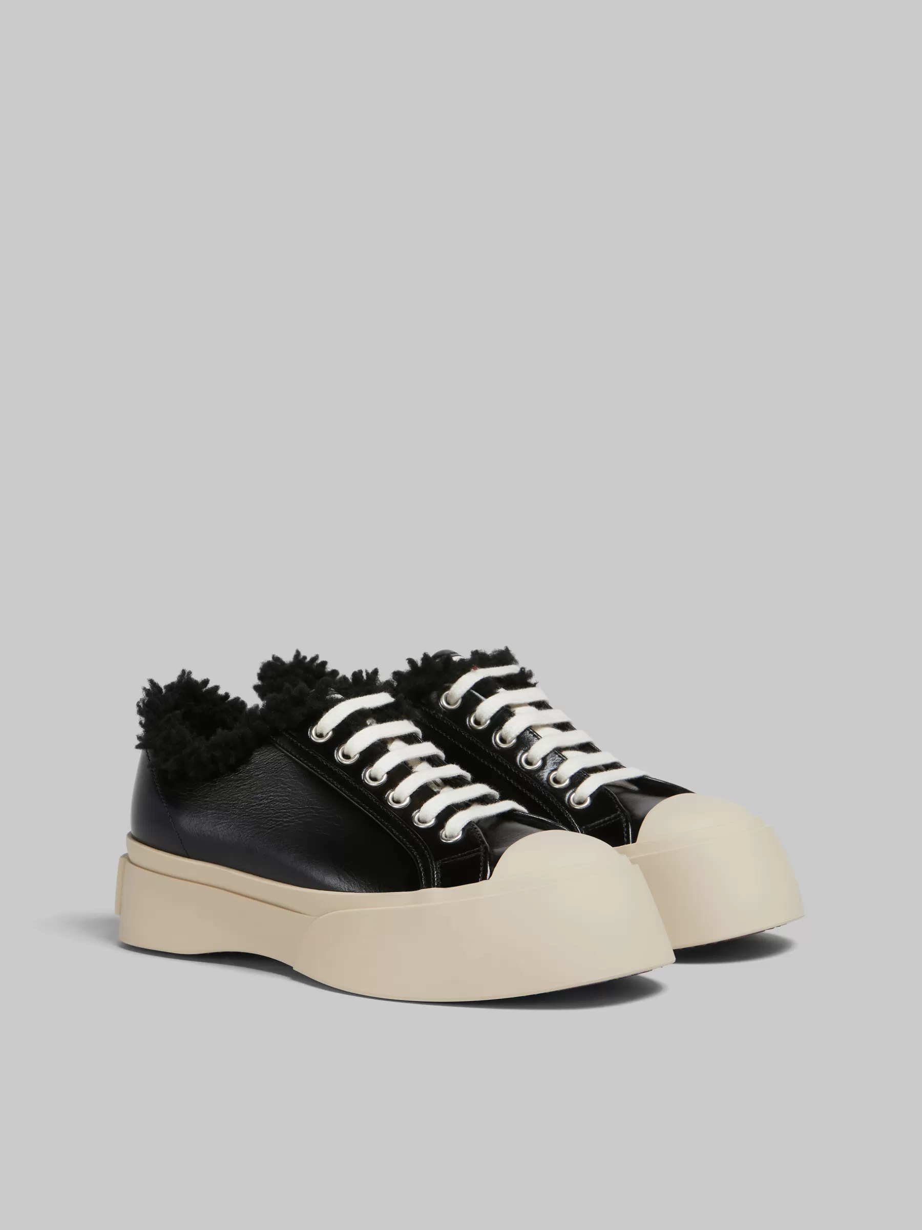 Marni Leather And Shearling Pablo Sneaker BLACK Shop