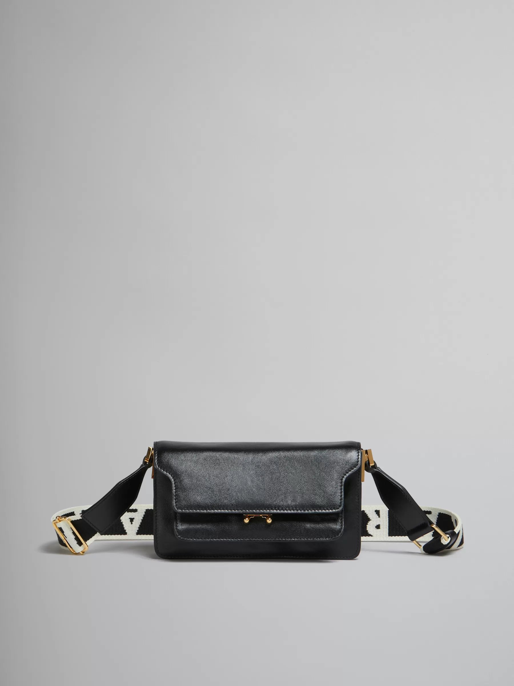 Marni Leather E/W Soft Trunk Bag With Logo Strap BLACK Cheap