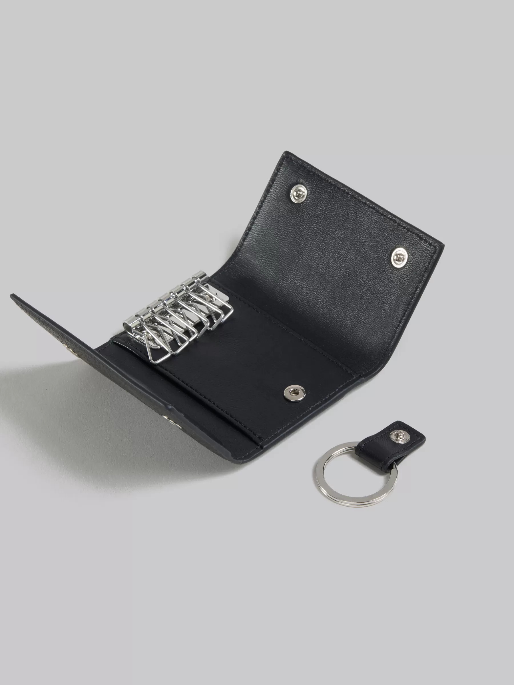 Marni Leather Key Holder With Mending BLACK Shop