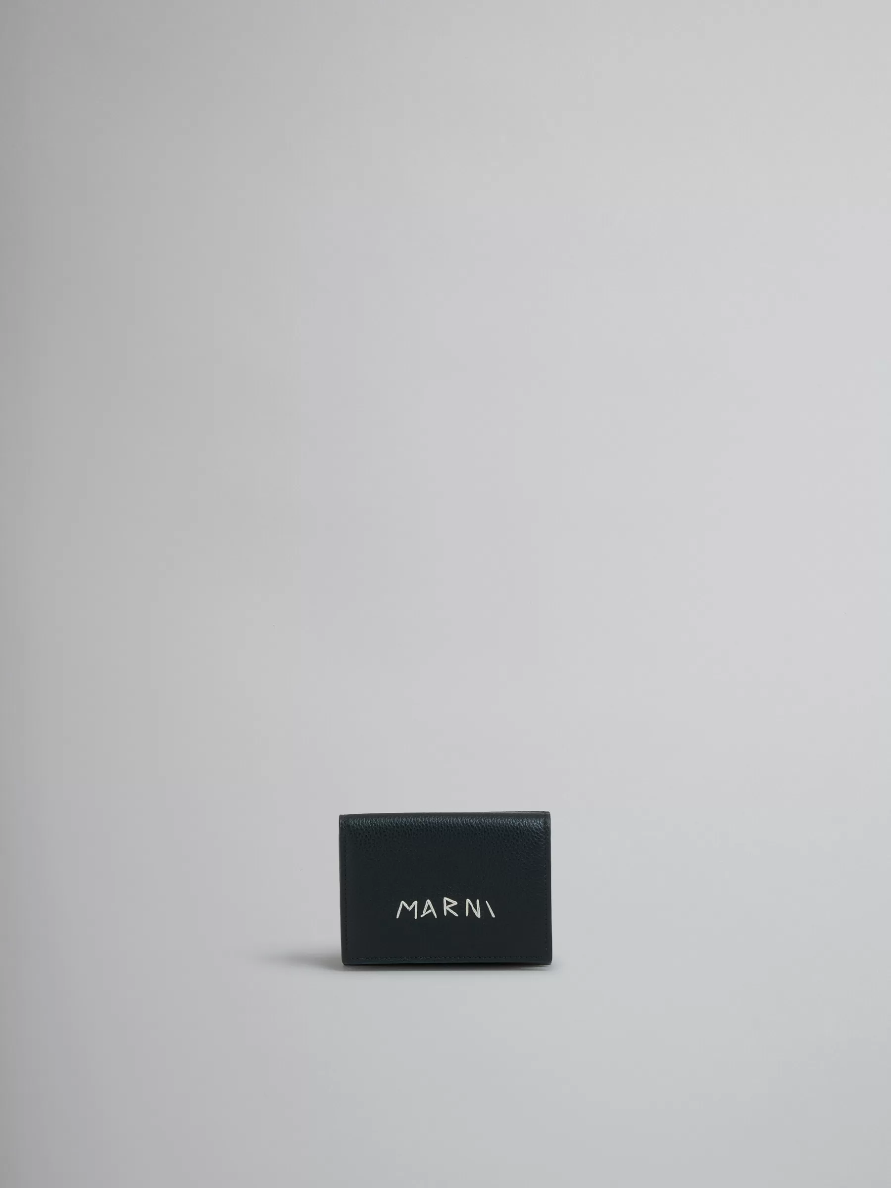Marni Leather Trifold Wallet With Mending BLACK Cheap