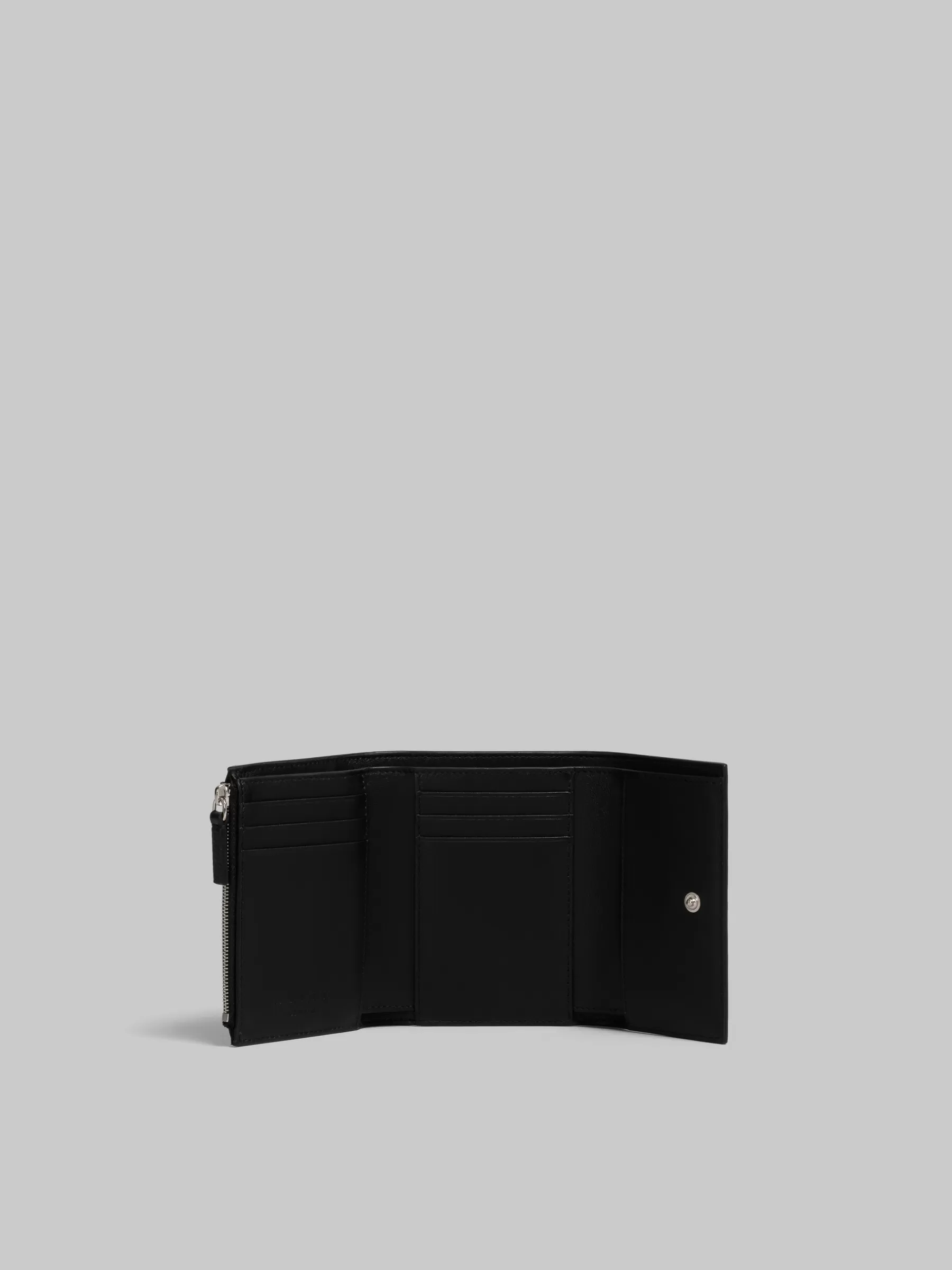 Marni Leather Trifold Wallet With Mending BLACK New