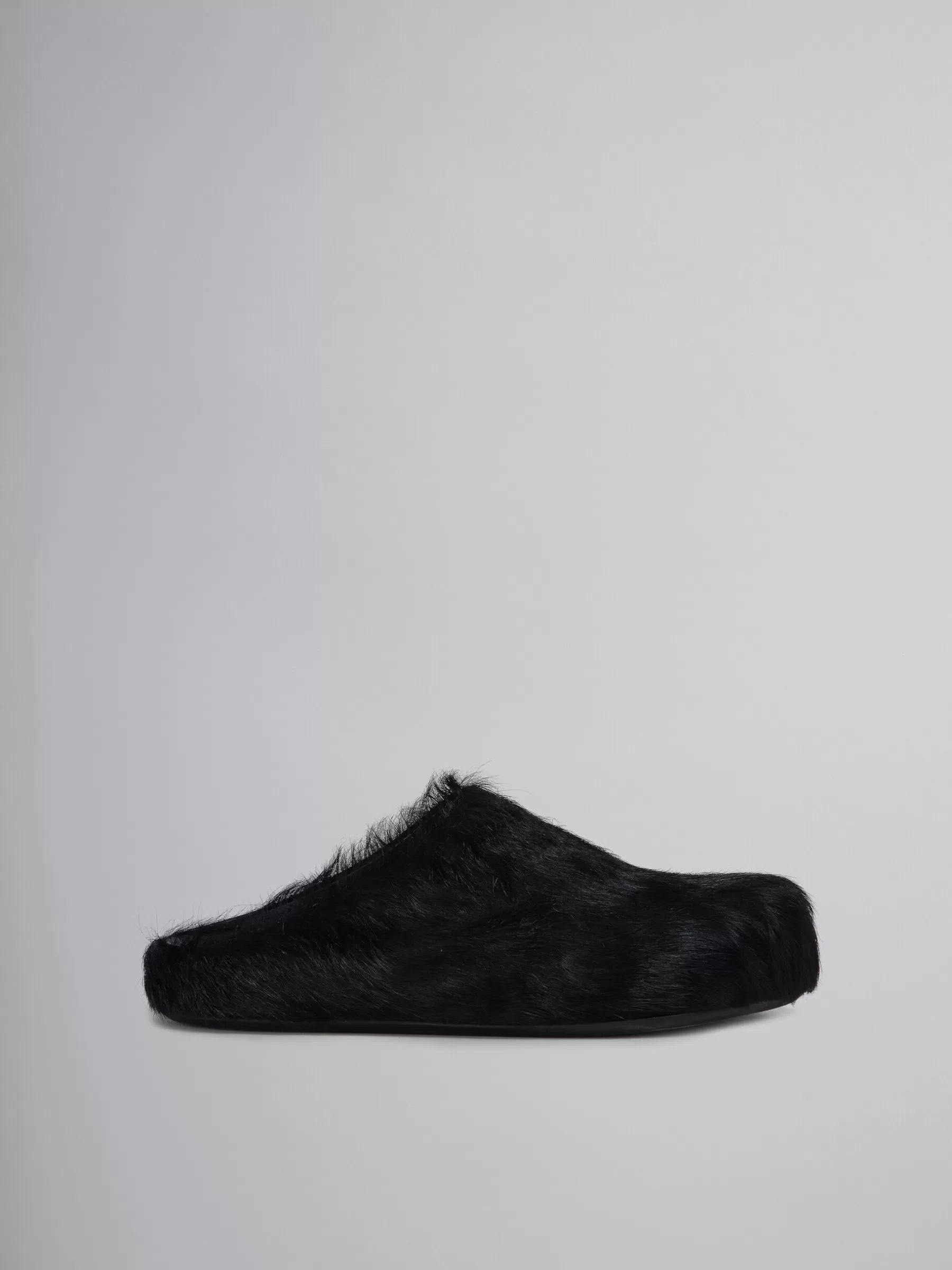 Marni Long Hair Calfskin Fussbett Sabot BLACK Sale