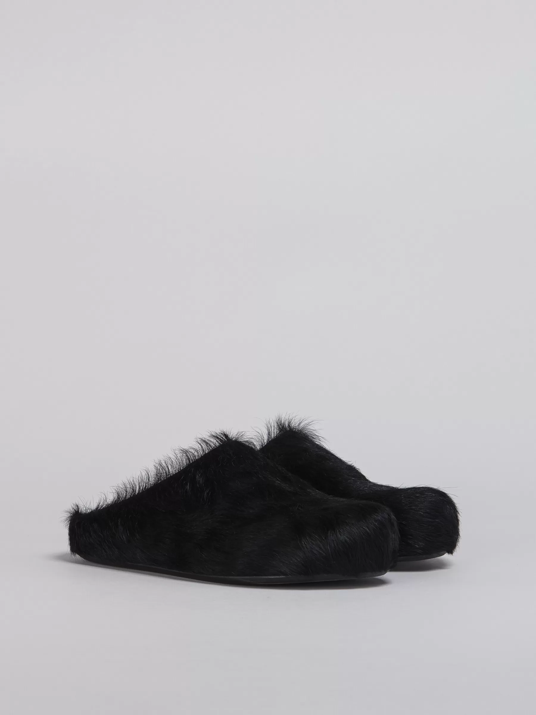 Marni Long Hair Calfskin Fussbett Sabot BLACK Sale