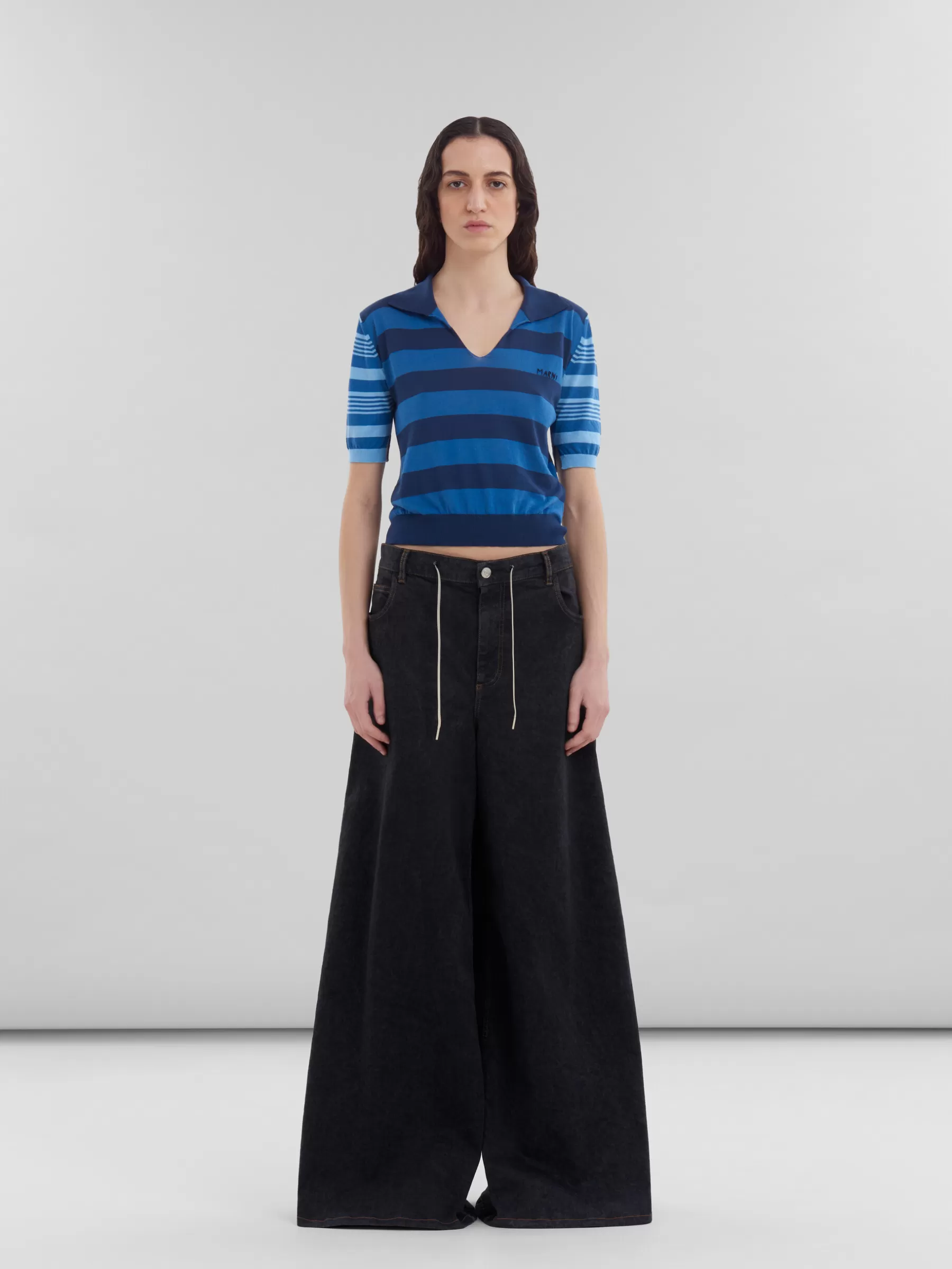 Marni Marble Denim Wide-leg Jeans BLACK Online