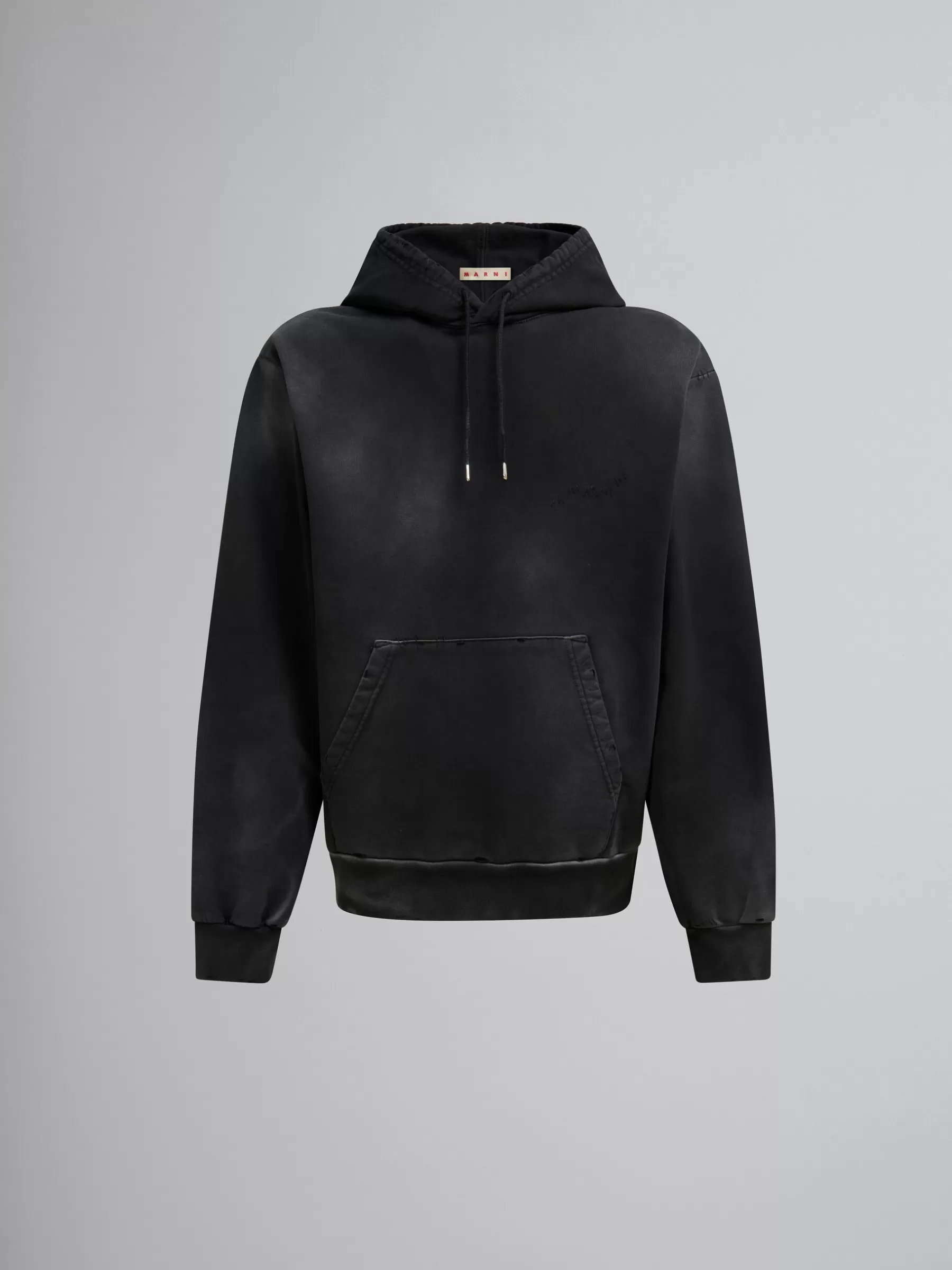 Marni Organic Cotton Hoodie With Mending BLACK Flash Sale