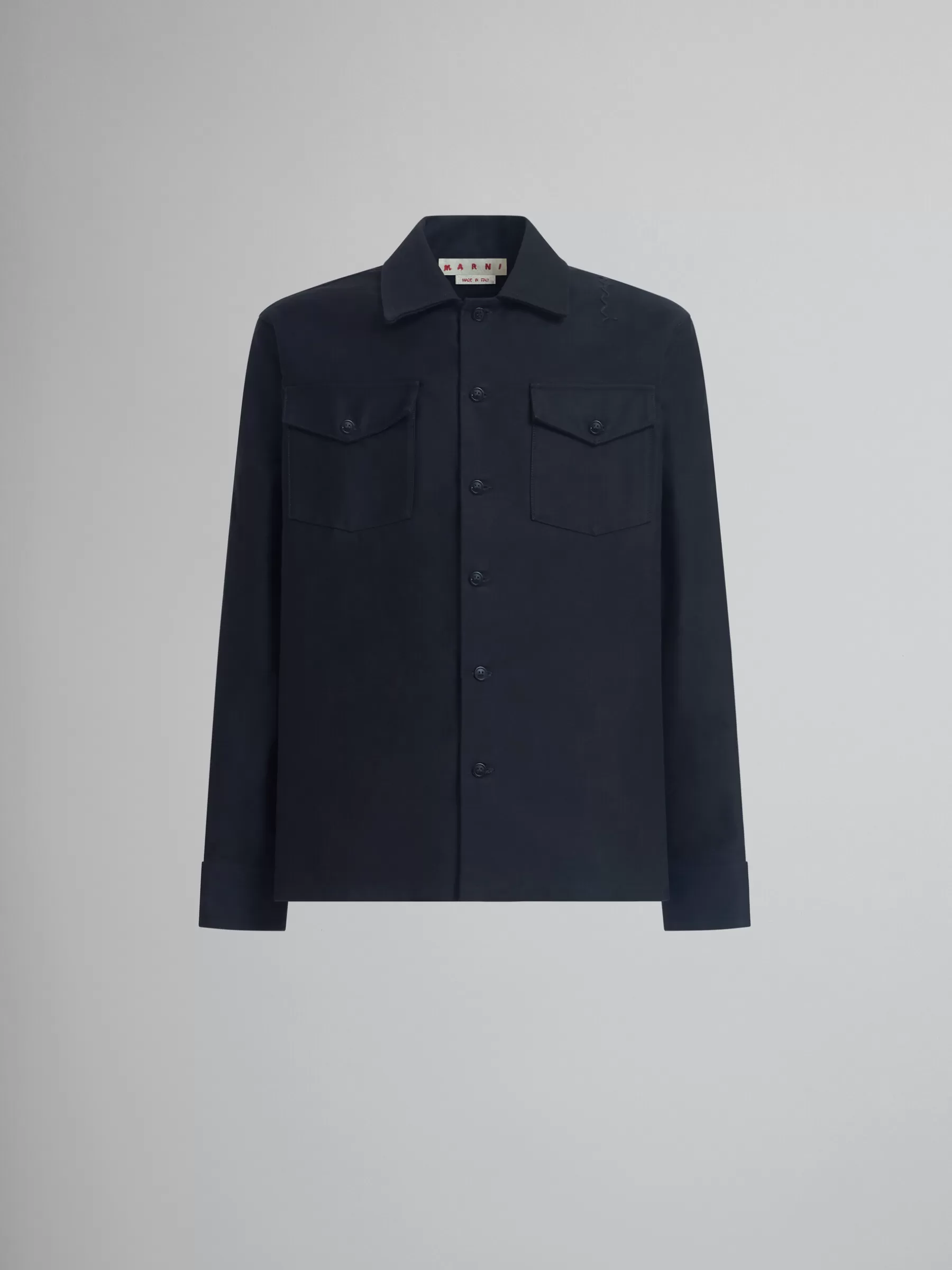 Marni Organic Cotton Satin Shirt BLACK Best Sale