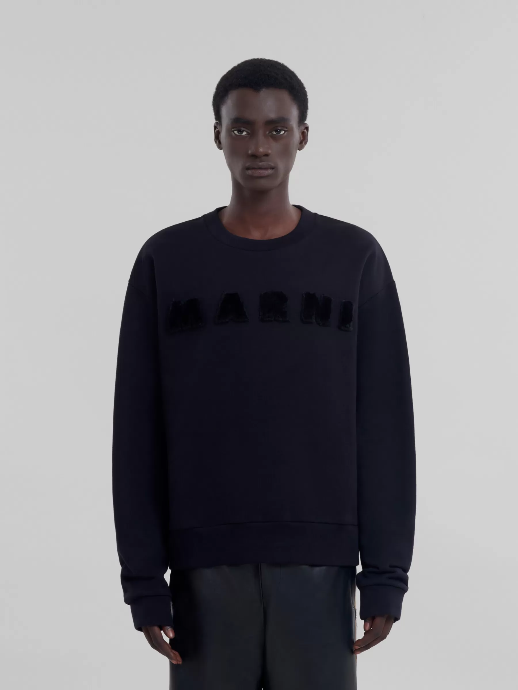 Marni Black Organic Cotton Sweatshirt With Logo NERO Shop