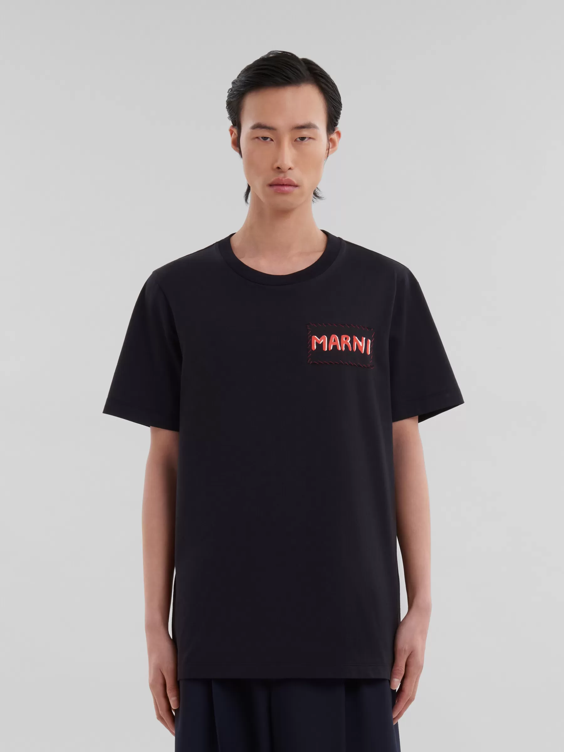 Marni Organic Cotton T-shirt With Patch BLACK Fashion