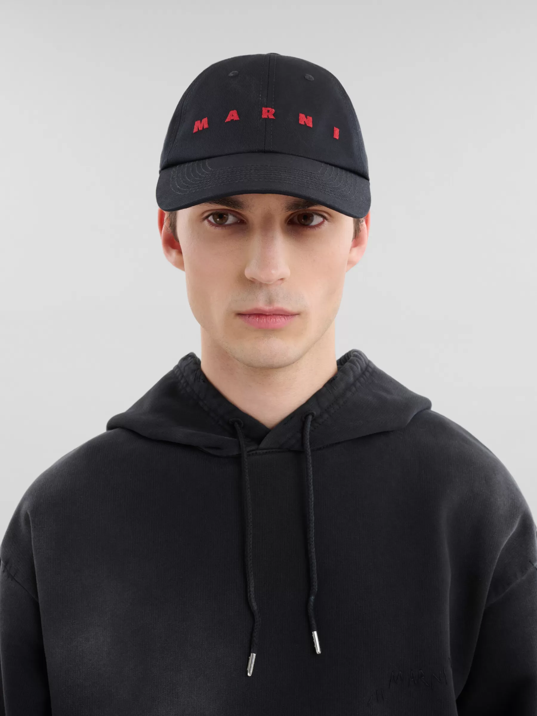 Marni Organic Gabardine Baseball Cap With Embroidered Logo BLACK Shop