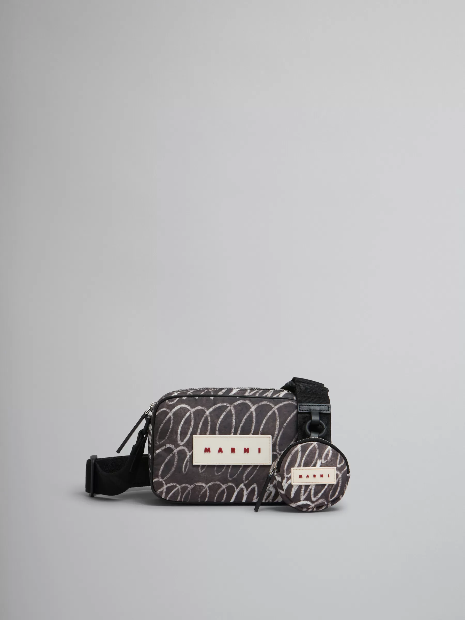 Marni Puff Camera Bag With Scribble Print BLACK Cheap