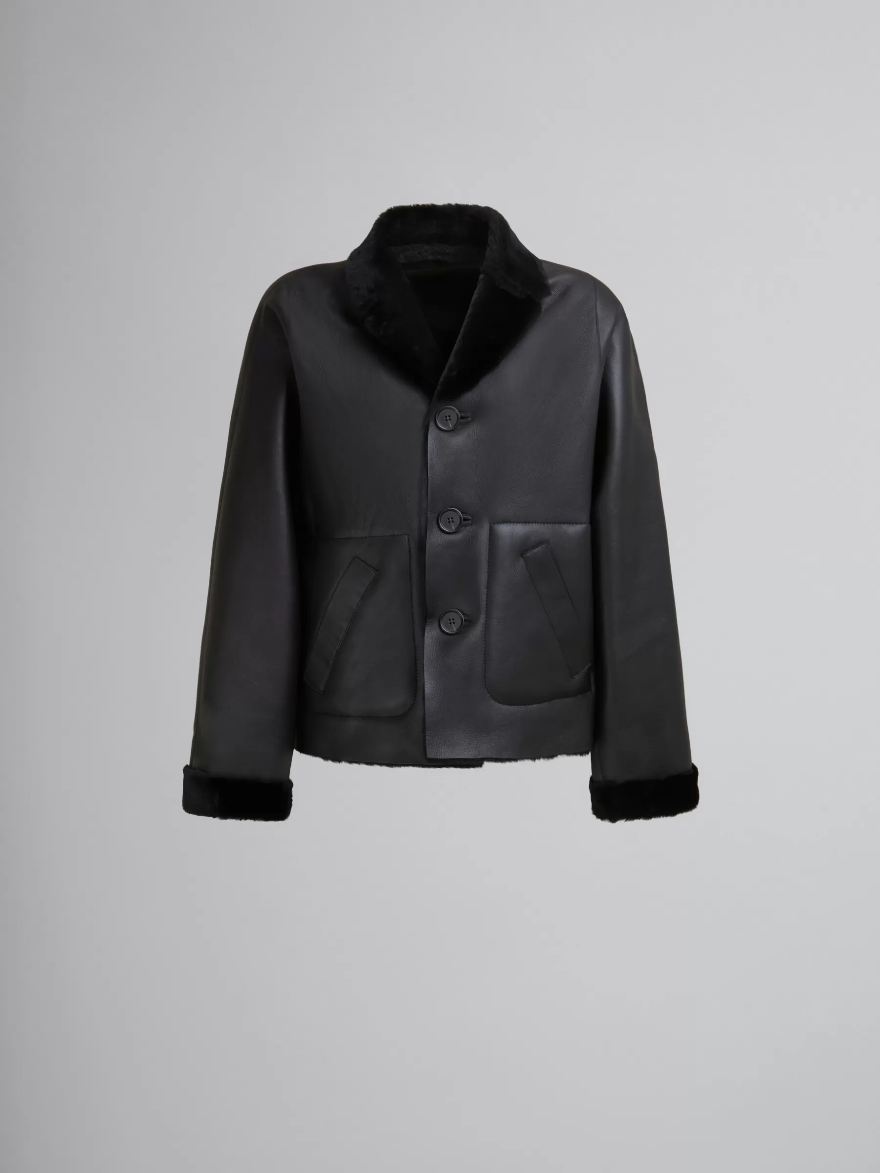 Marni Reversible Shearling Jacket BLACK Discount