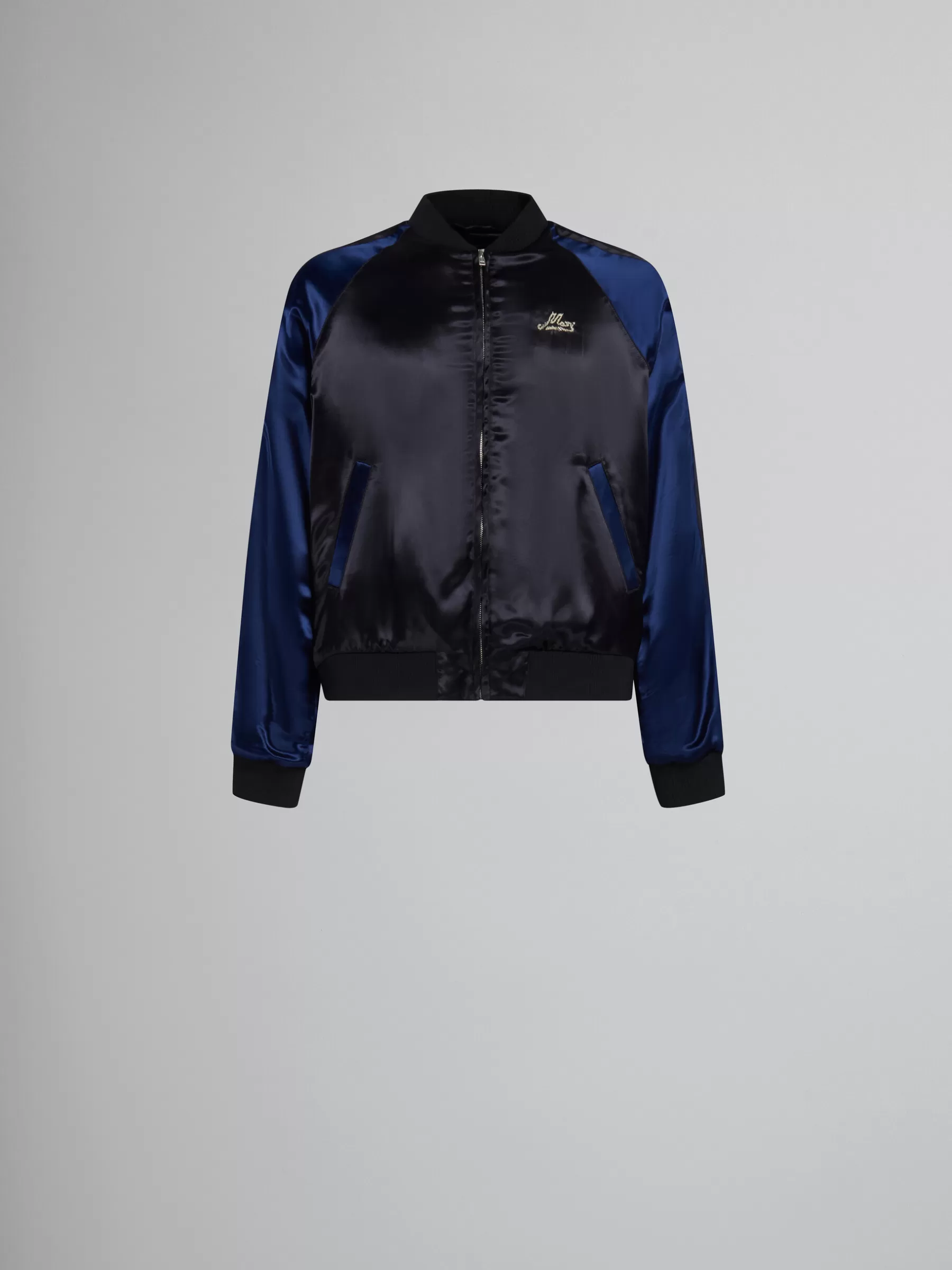 Marni Satin Bomber With Beaded Logos BLACK Shop