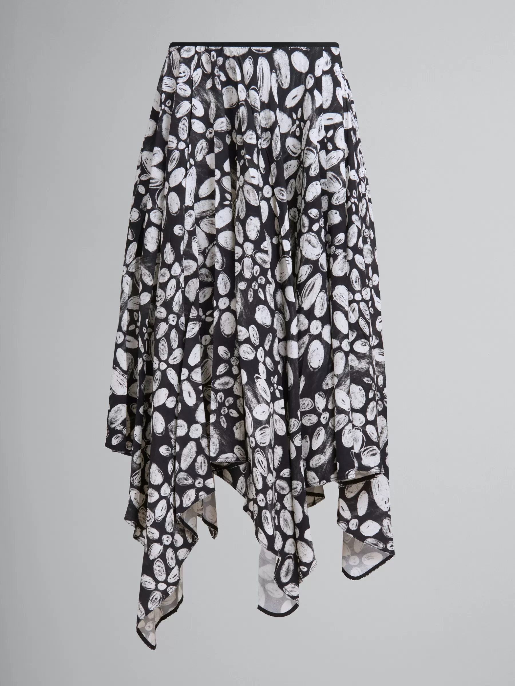 Marni Satin-back Crêpe Midi Skirt With Blooming Print BLACK Sale