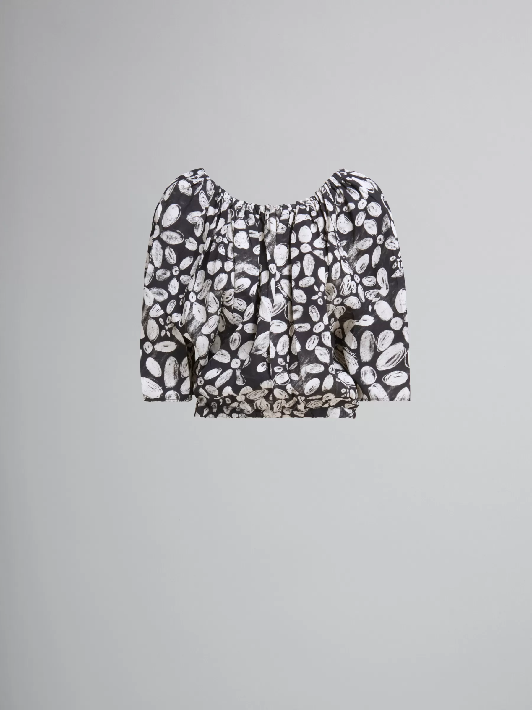 Marni Satin-back Crêpe Top With Blooming Print BLACK Best Sale