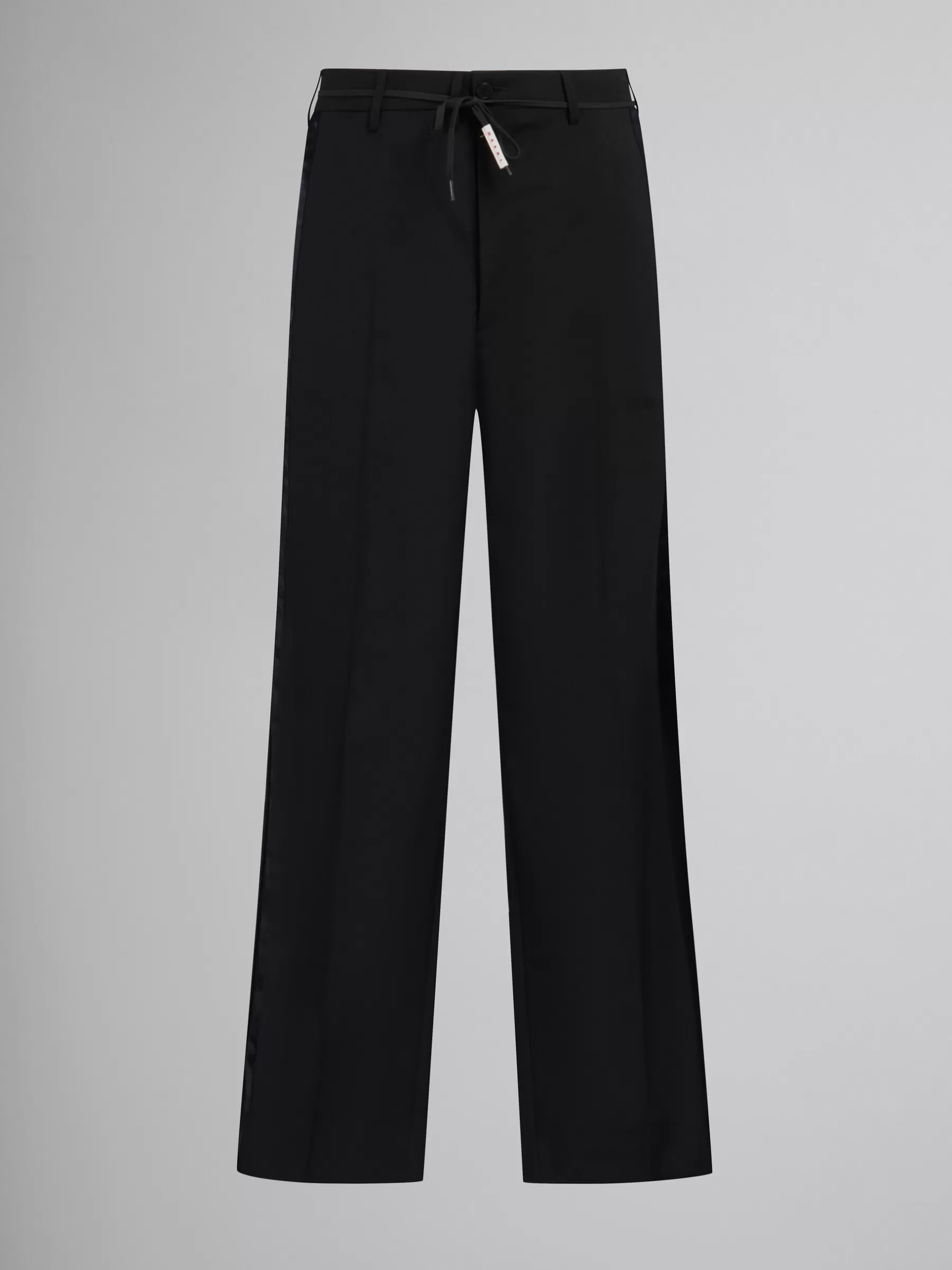 Marni Tropical Wool Trousers With Satin Stripes BLACK Shop