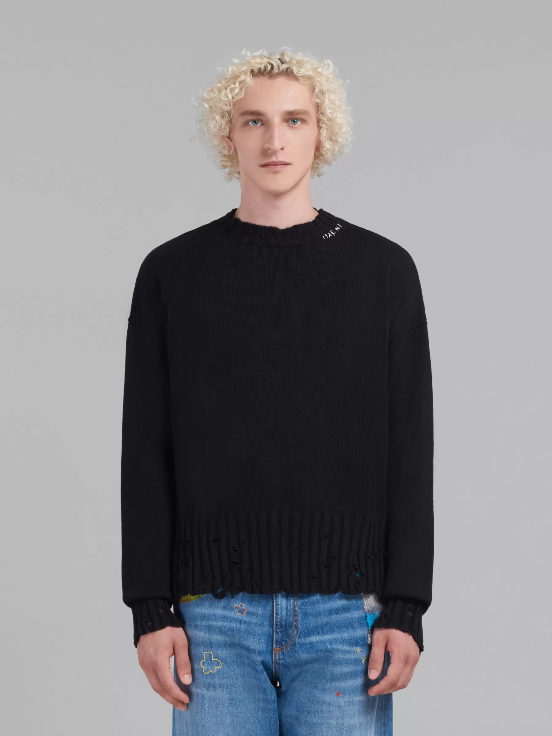 Marni Twisted Crewneck Sweater BLACK Best Sale