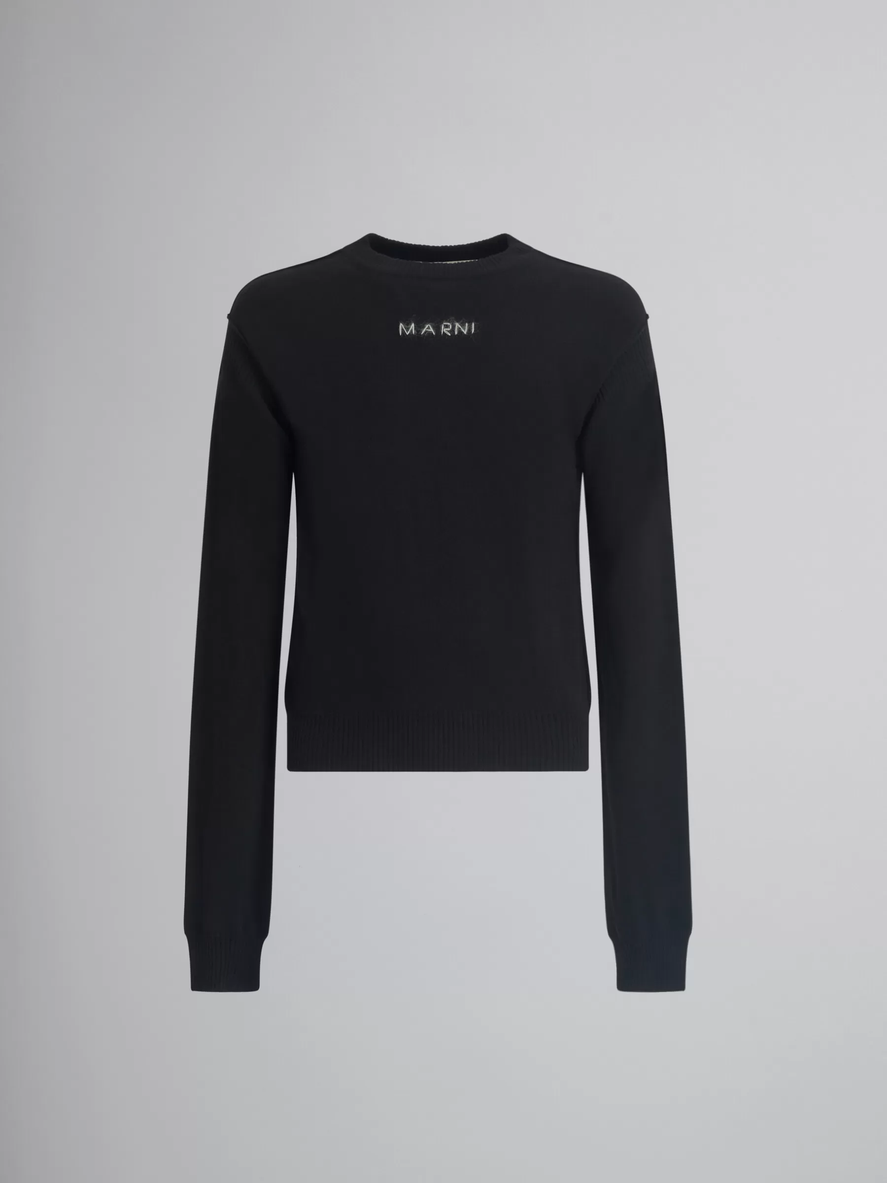 Marni Wool And Cashmere Crewneck With Logo BLACK Cheap