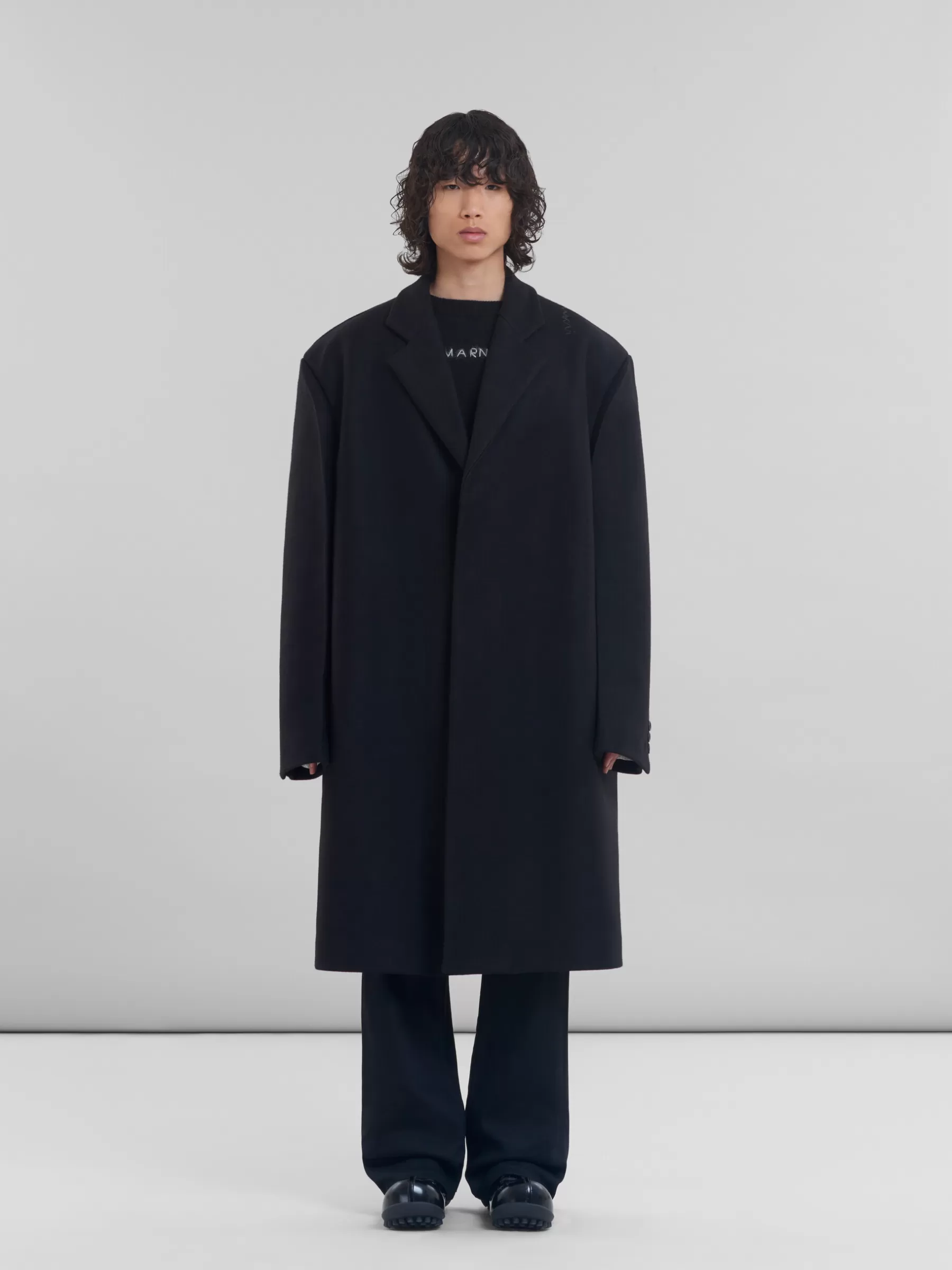 Marni Wool Oversized Coat BLACK Discount