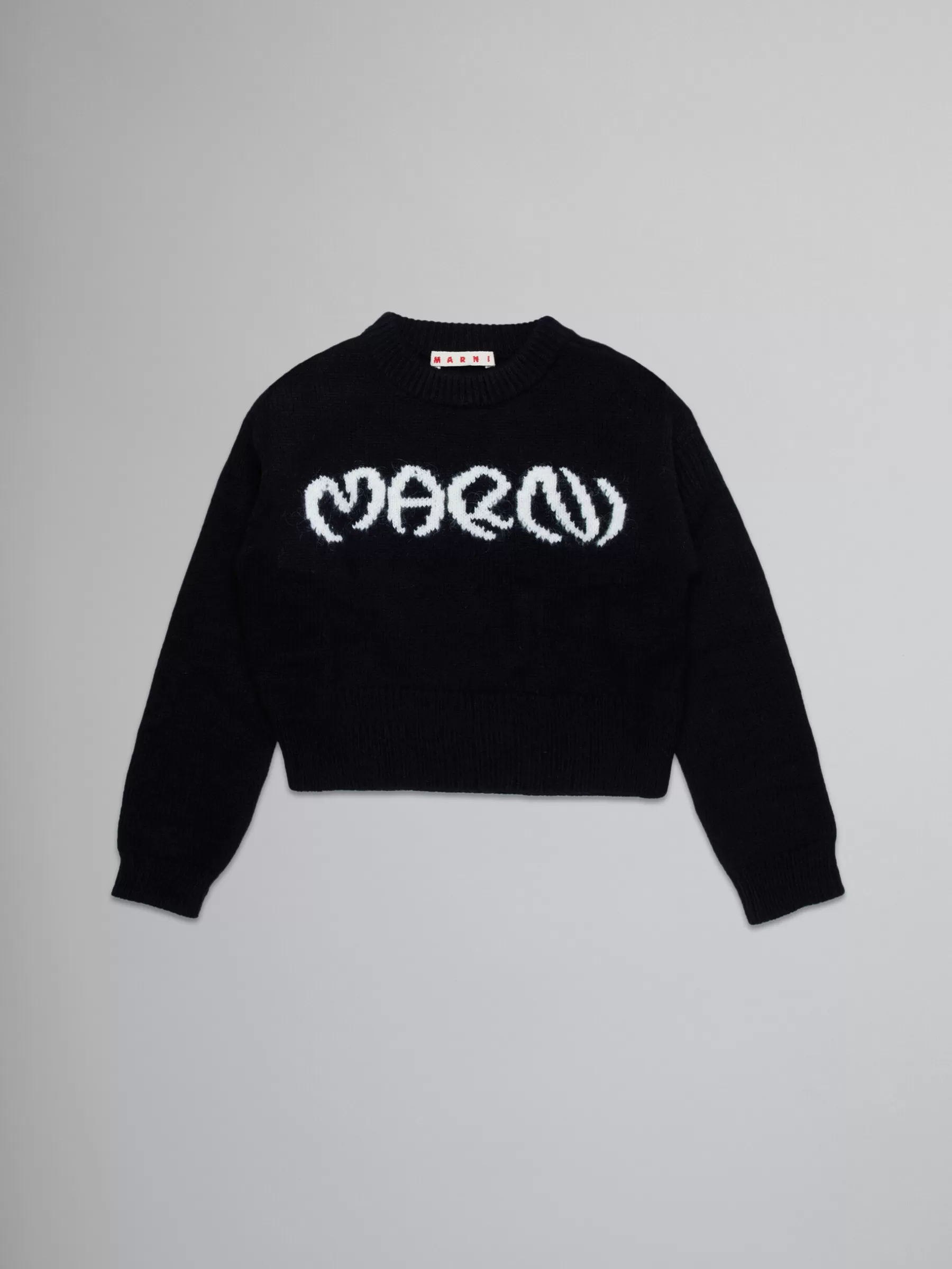 Marni Wool-blend Pullover With Inlaid Logo BLACK Sale
