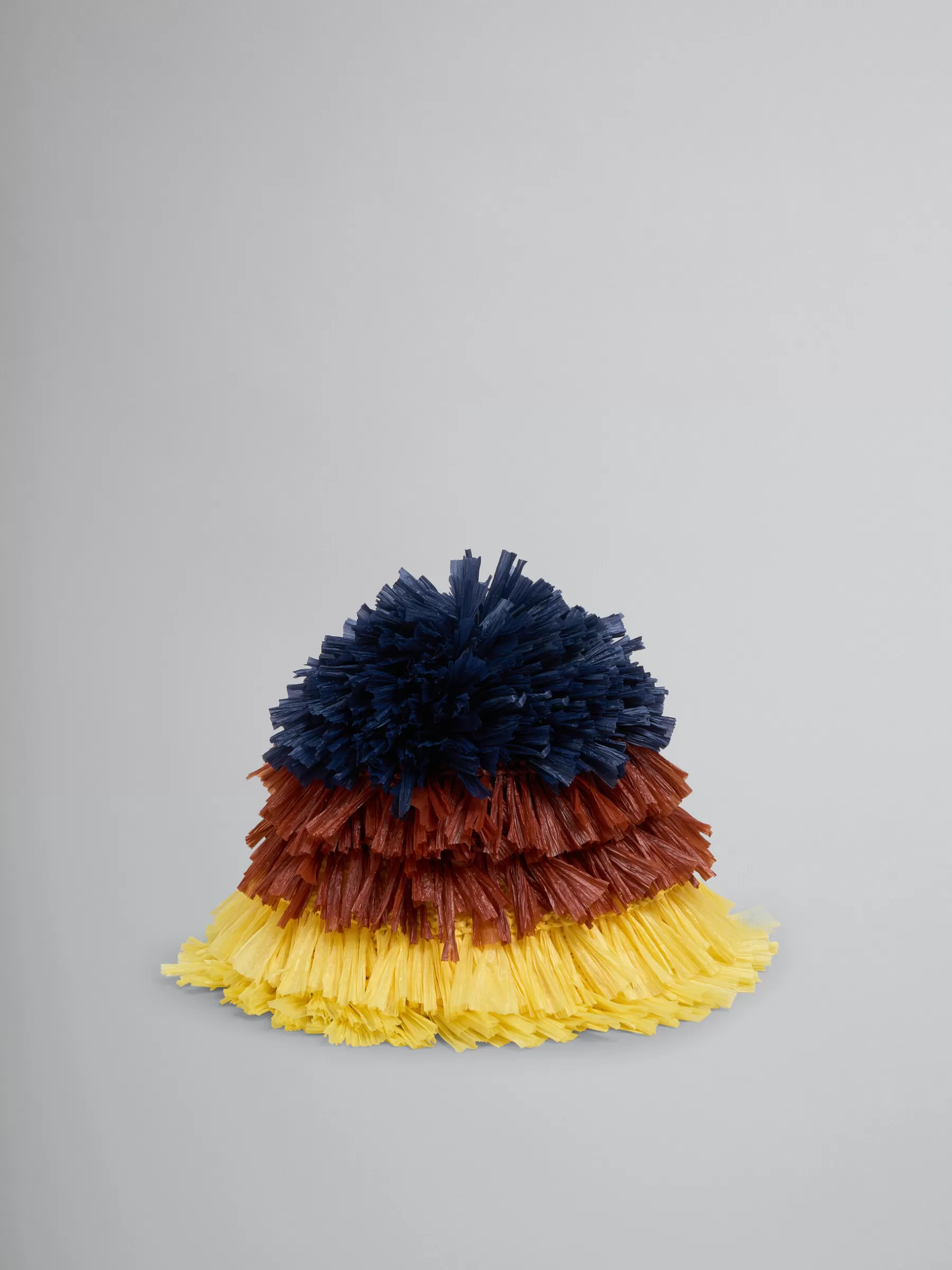 Marni Blue Brown And Yellow Raffia-effect Bucket Hat BLUESODALITE Cheap